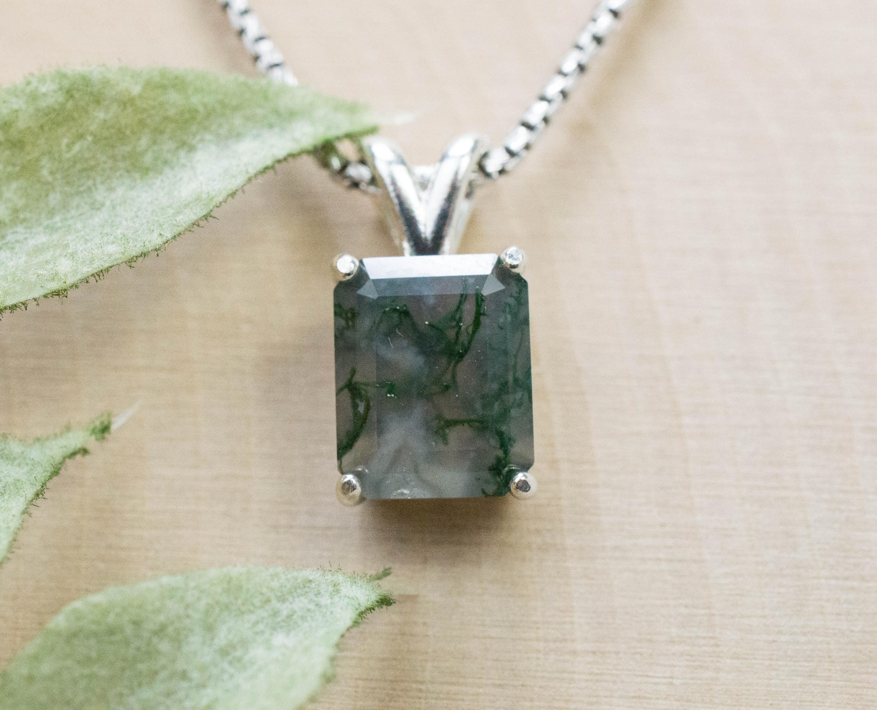 Green Moss Agate Pendant, Natural Untreated India Moss Agate; 3.020cts - Mark Oliver Gems