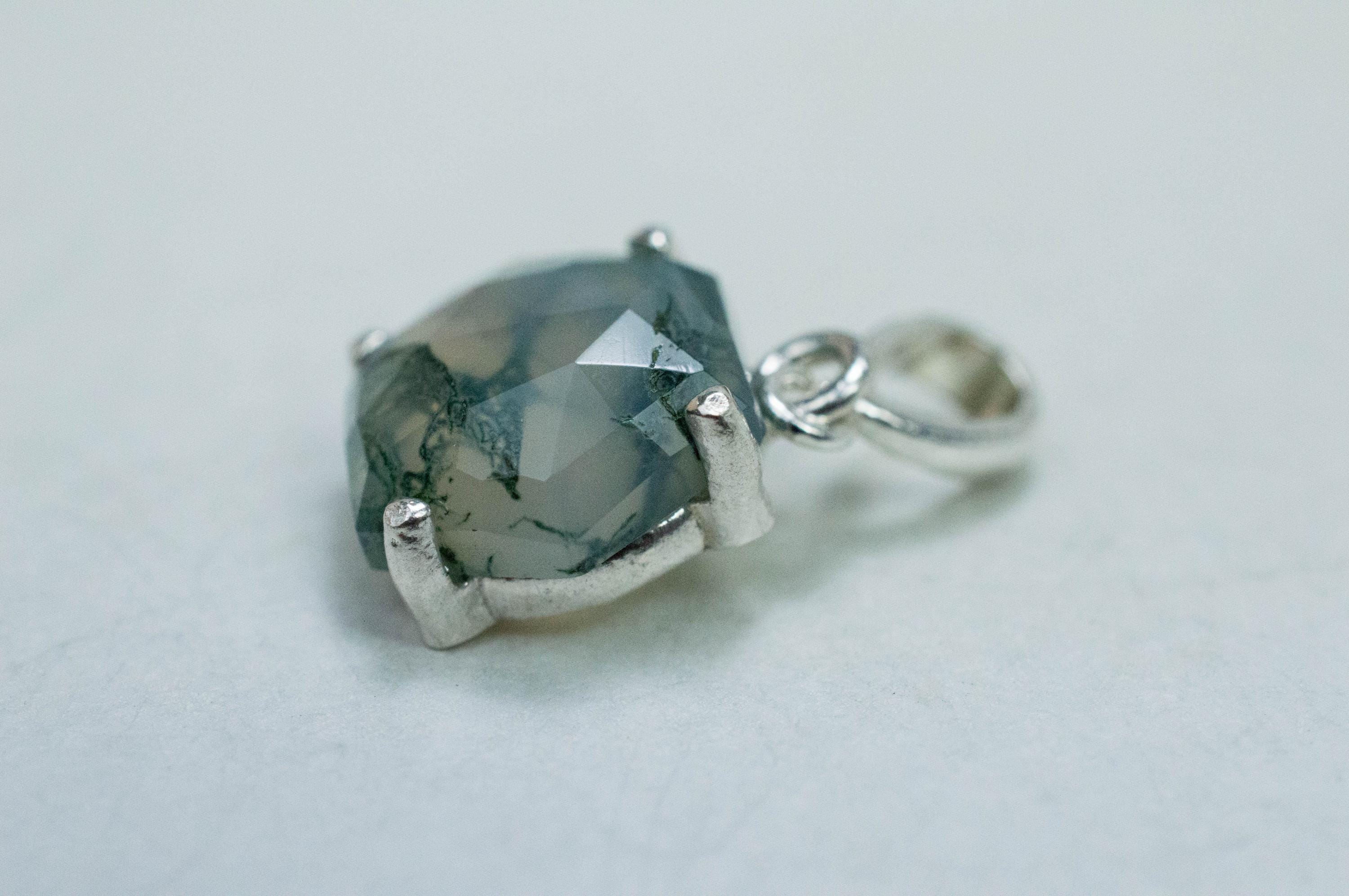 Green Moss Agate Pendant, Natural Untreated India Moss Agate; 3.420cts - Mark Oliver Gems