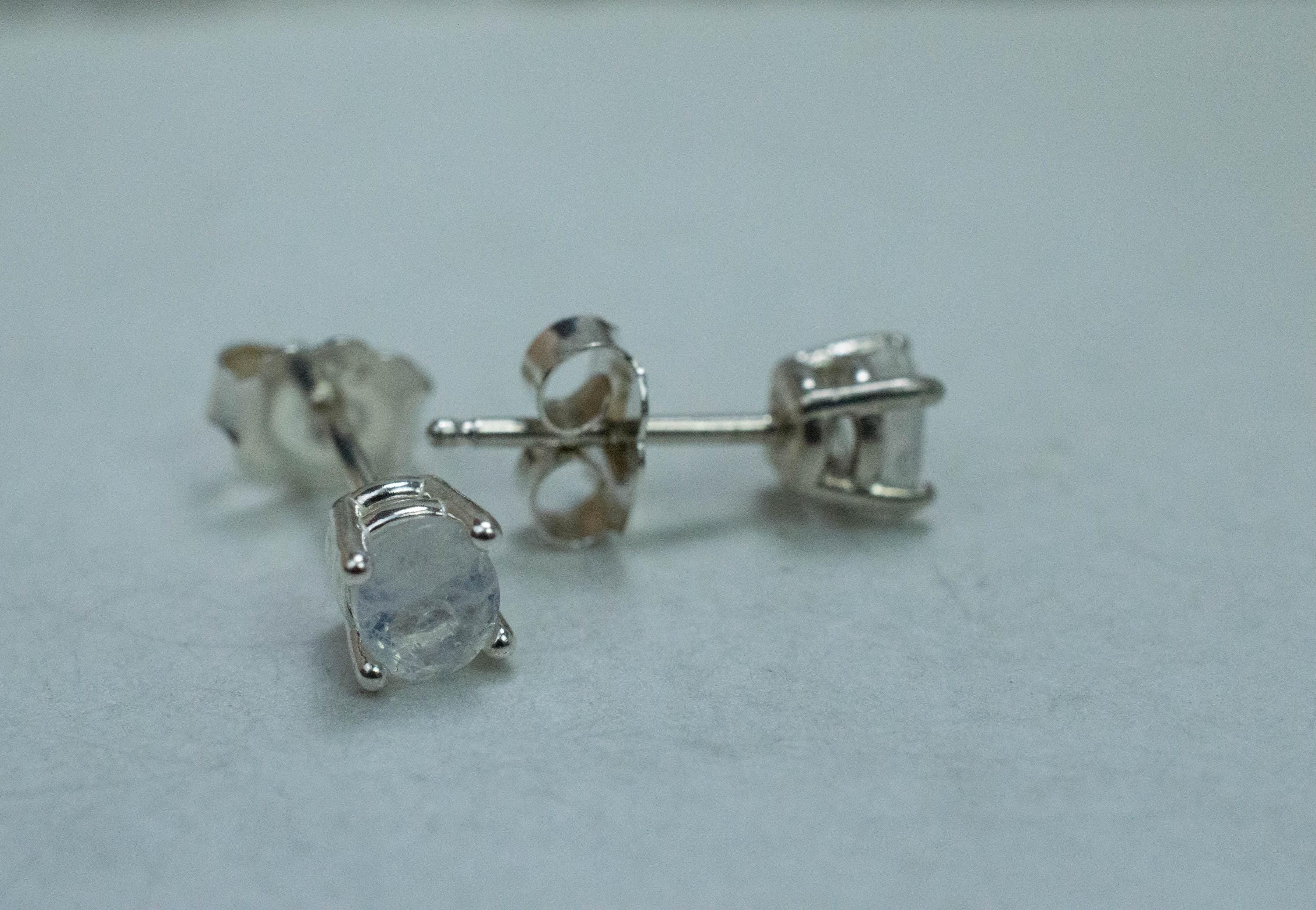 Rainbow Moonstone Earrings, Natural Untreated India Moonstone; 0.610cts - Mark Oliver Gems