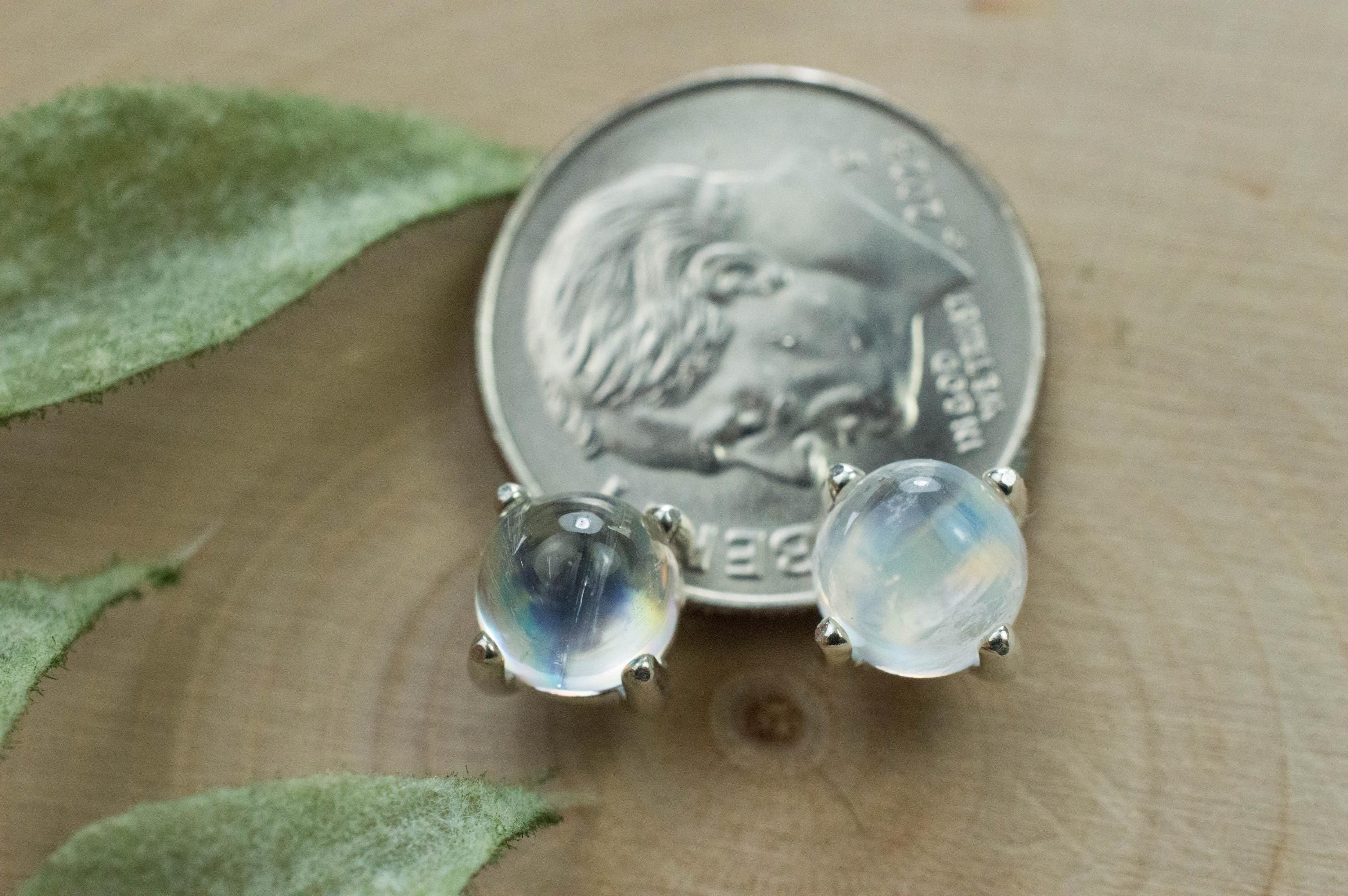 Rainbow Moonstone Earrings, Genuine Untreated India Moonstone; 2.375cts - Mark Oliver Gems