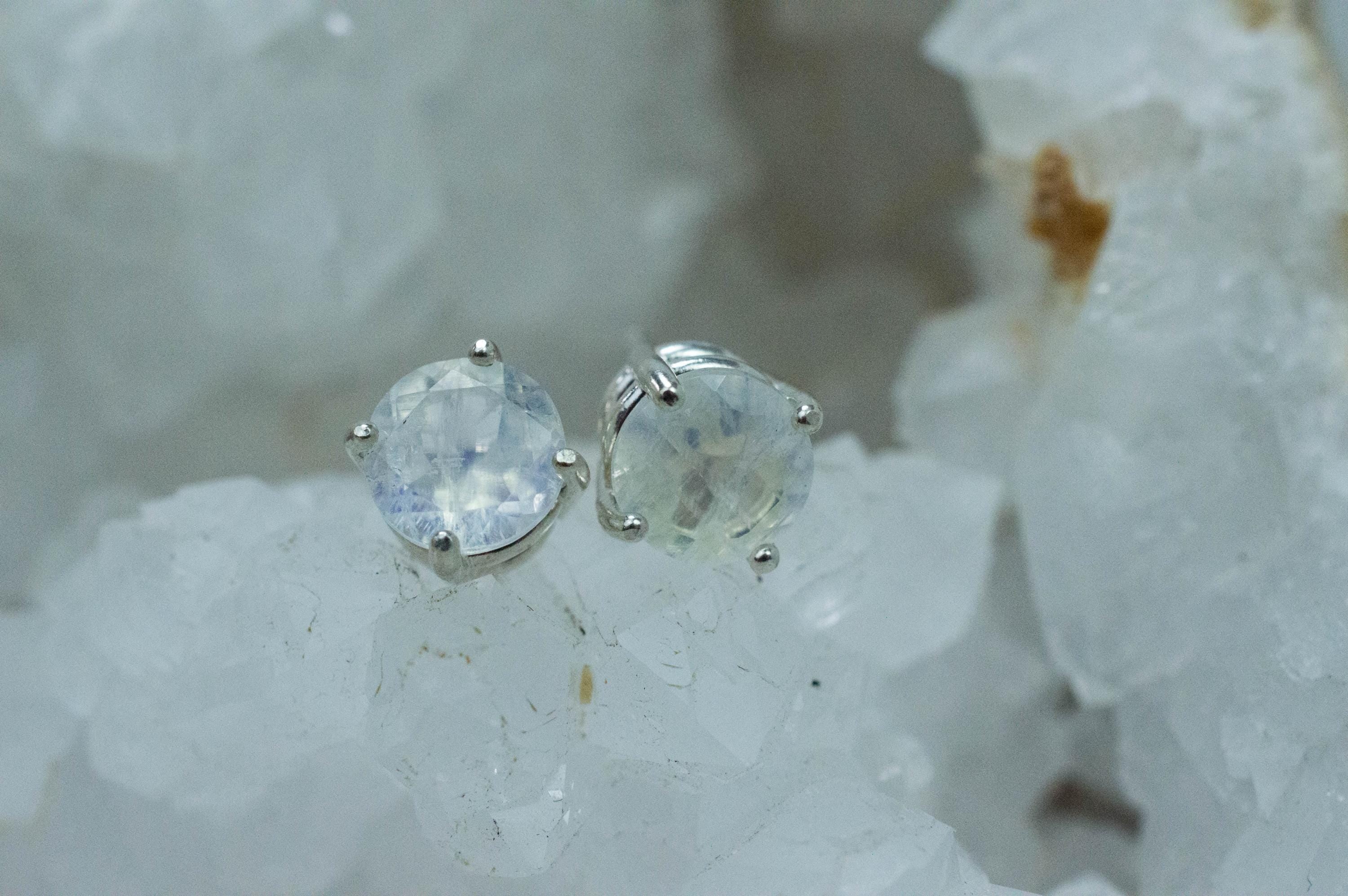 Rainbow Moonstone Earrings, Natural Untreated India Moonstone; 2.260cts - Mark Oliver Gems