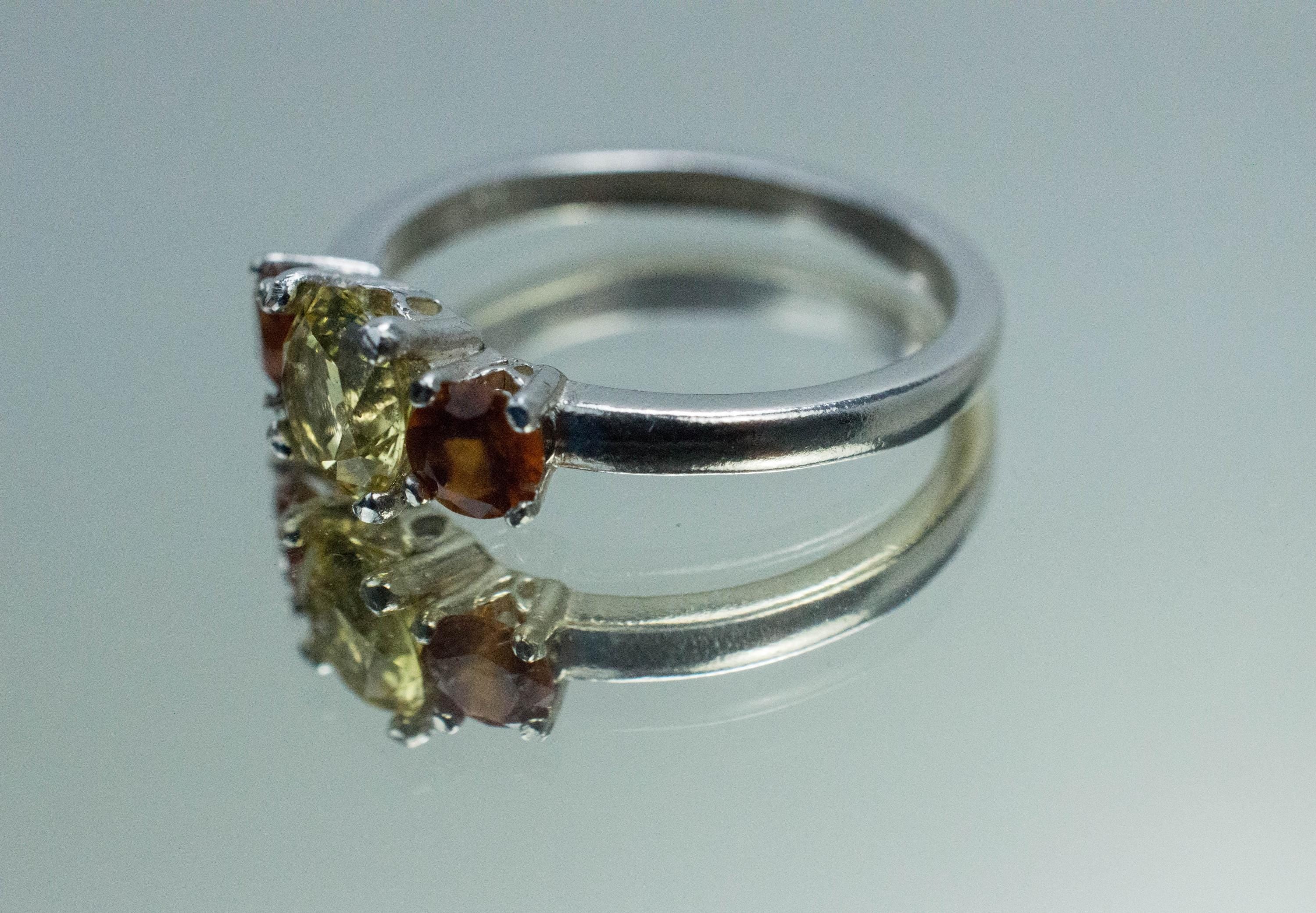 Danburite and Garnet Ring; Genuine Untreated Danburite and Hessonite Garnet - Mark Oliver Gems