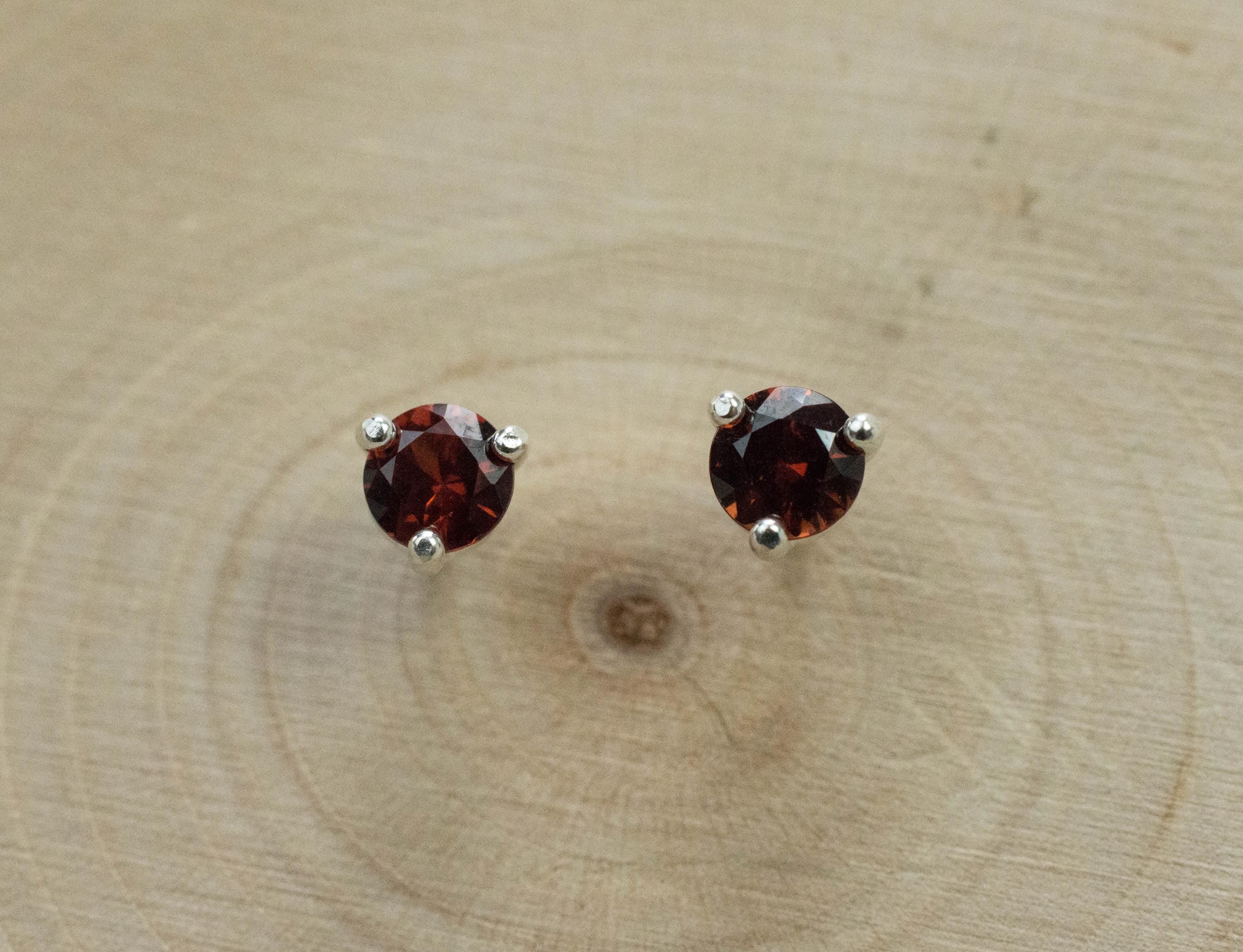 Pyrope Garnet Earrings; Genuine Untreated Madagascar Garnet; 0.560cts - Mark Oliver Gems