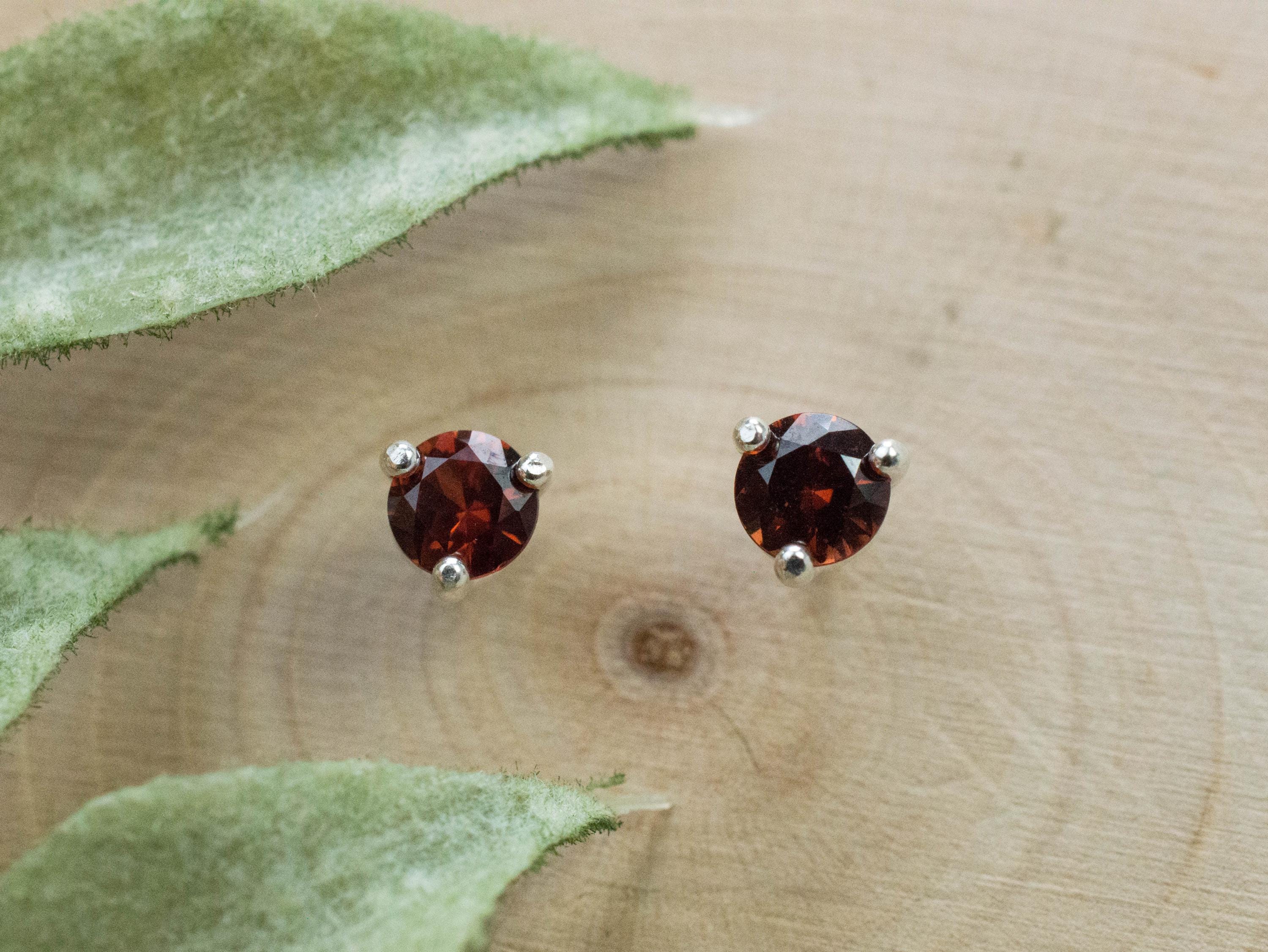 Pyrope Garnet Earrings; Genuine Untreated Madagascar Garnet; 0.560cts - Mark Oliver Gems