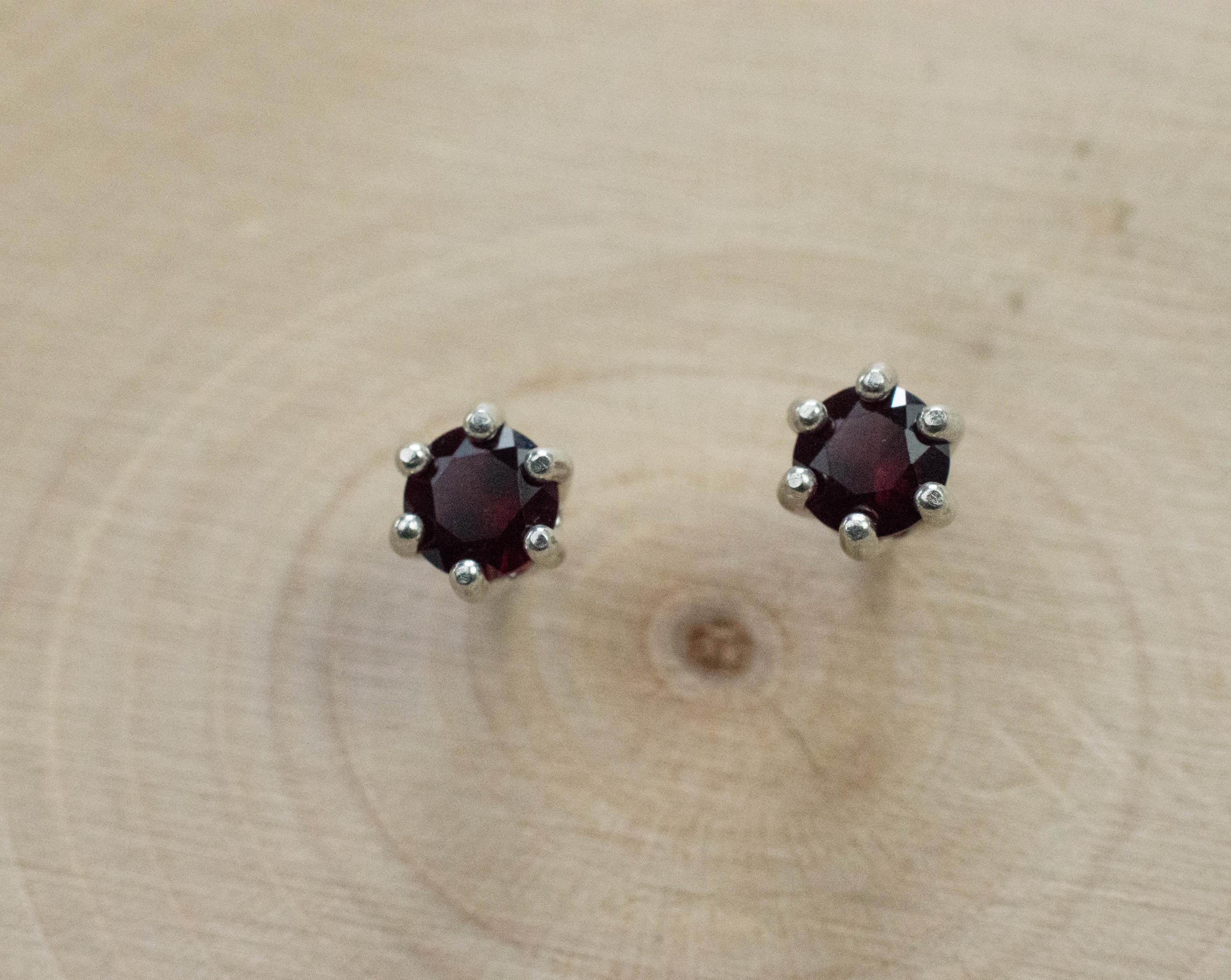 Pyrope Garnet Earrings; Genuine Untreated Madagascar Garnet; 0.570cts - Mark Oliver Gems