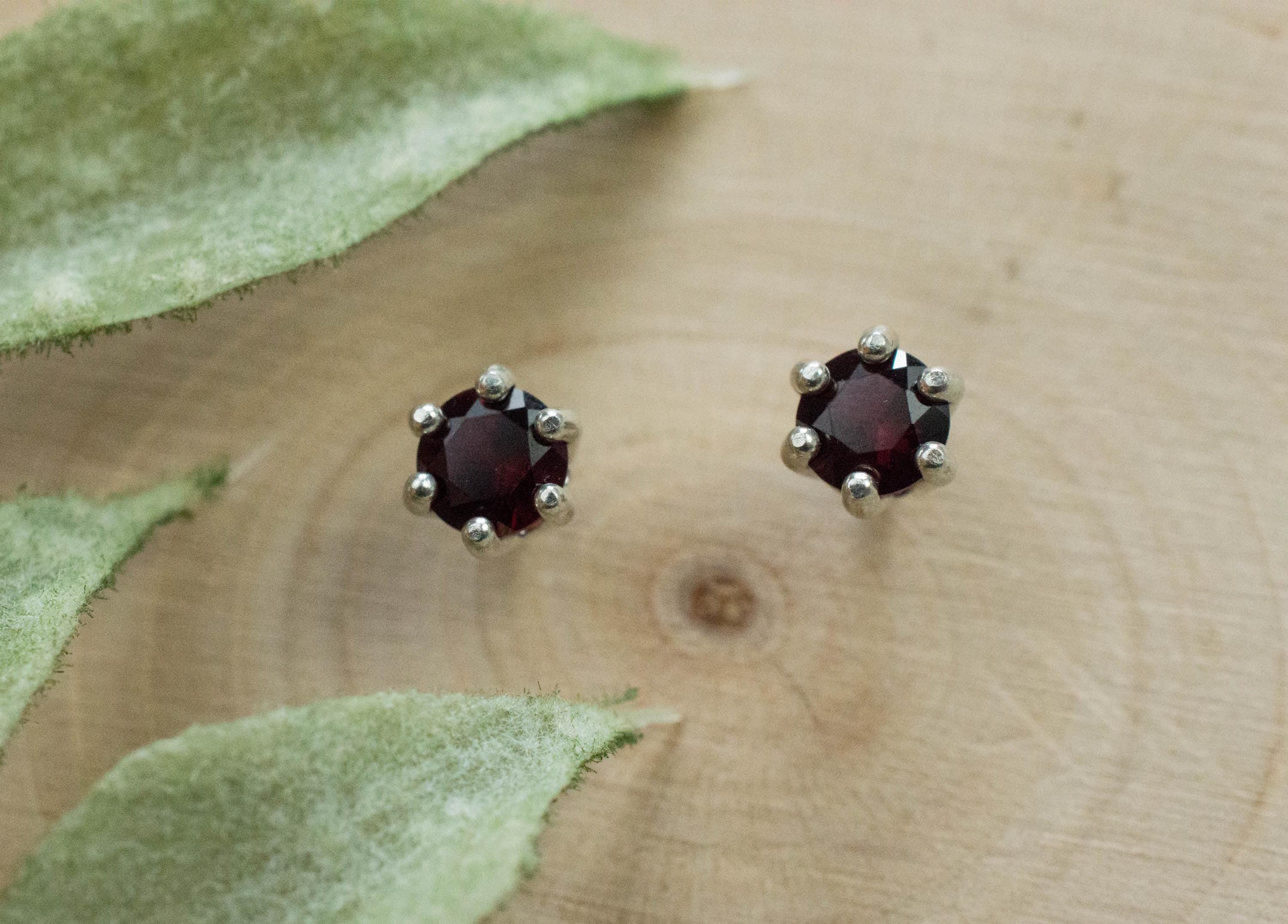 Pyrope Garnet Earrings; Genuine Untreated Madagascar Garnet; 0.570cts - Mark Oliver Gems
