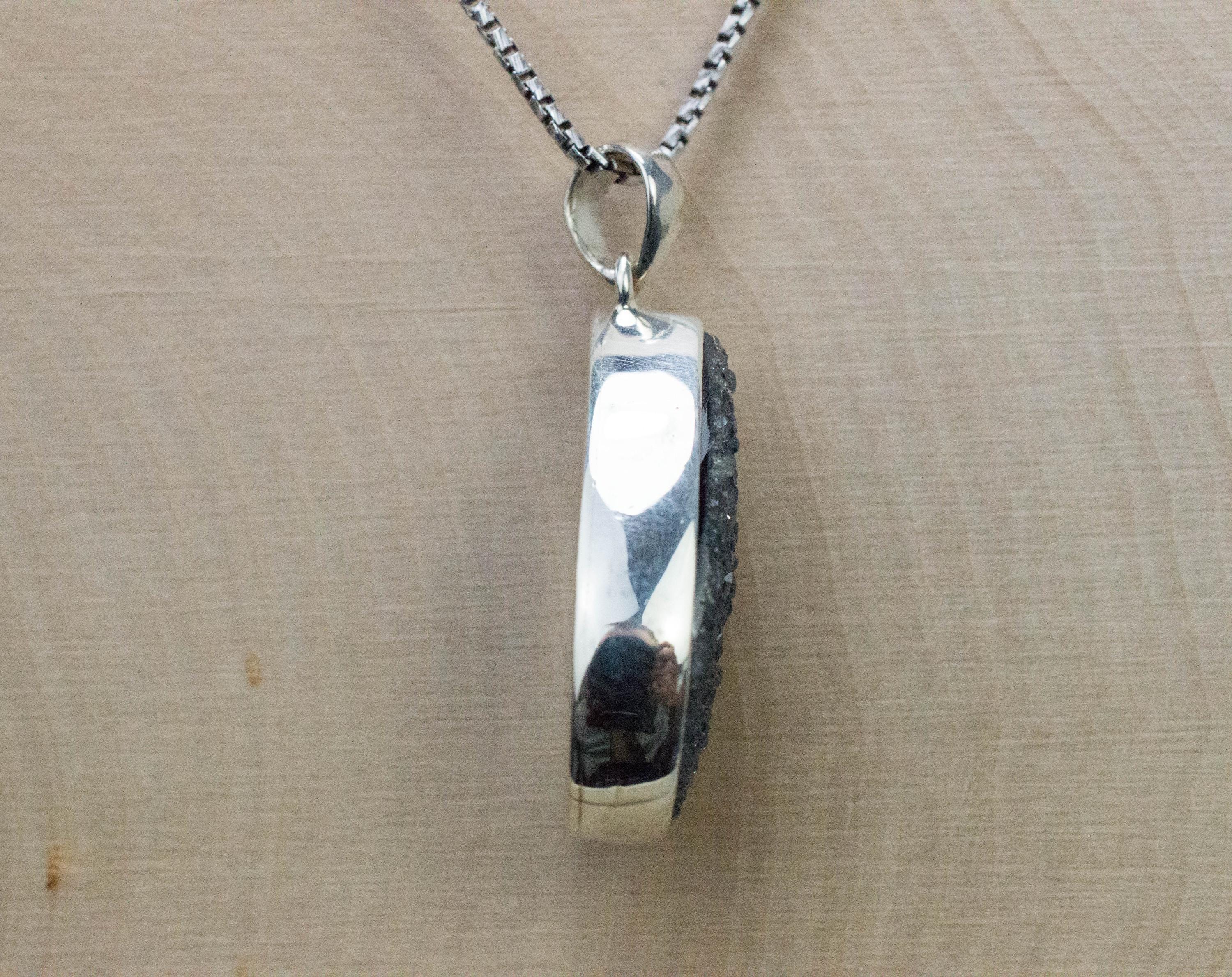 Druzy Agate Pendant, Natural Untreated Brazil Agate; 26x16mm - Mark Oliver Gems