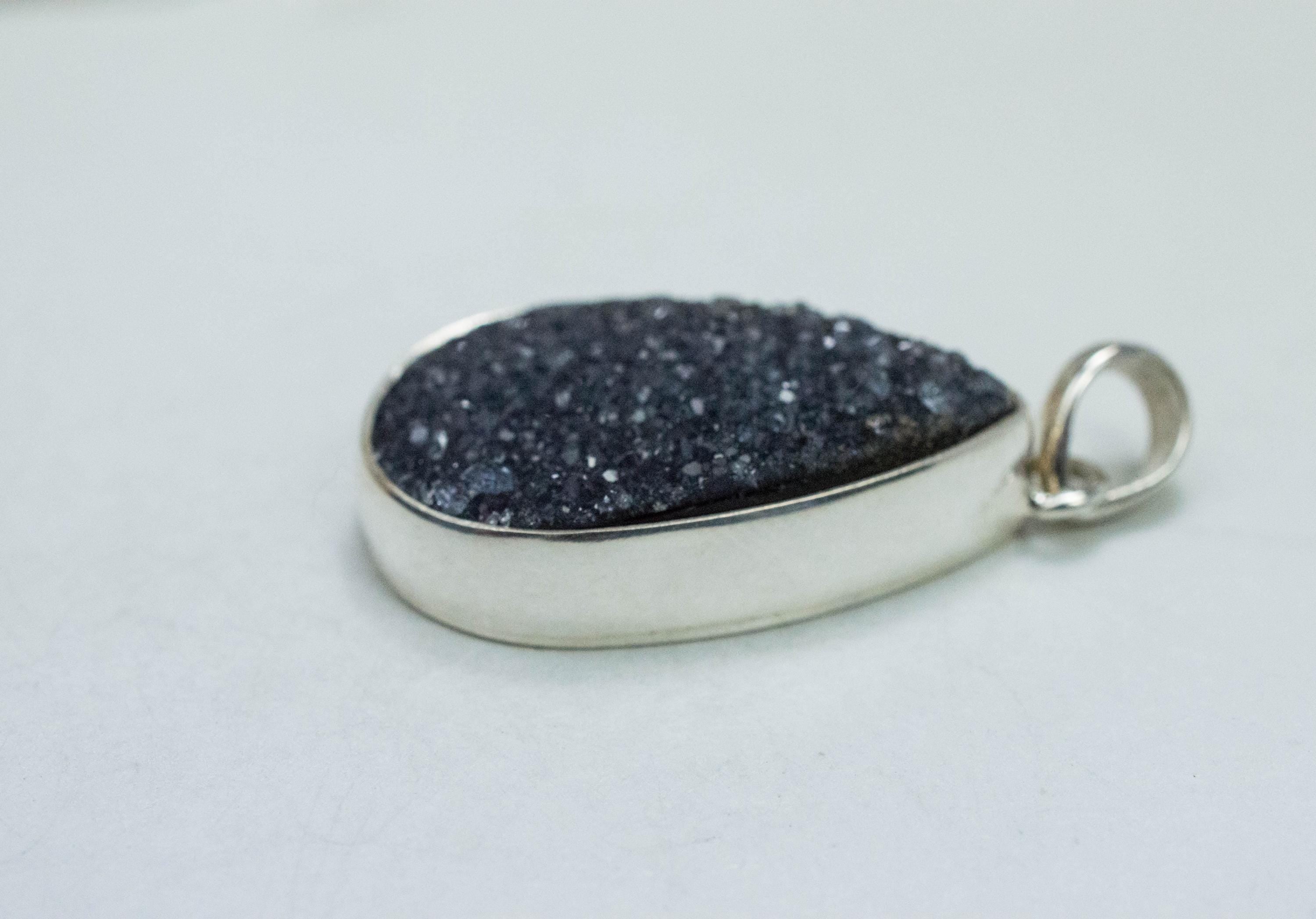 Druzy Agate Pendant, Natural Untreated Brazil Agate; 26x16mm - Mark Oliver Gems