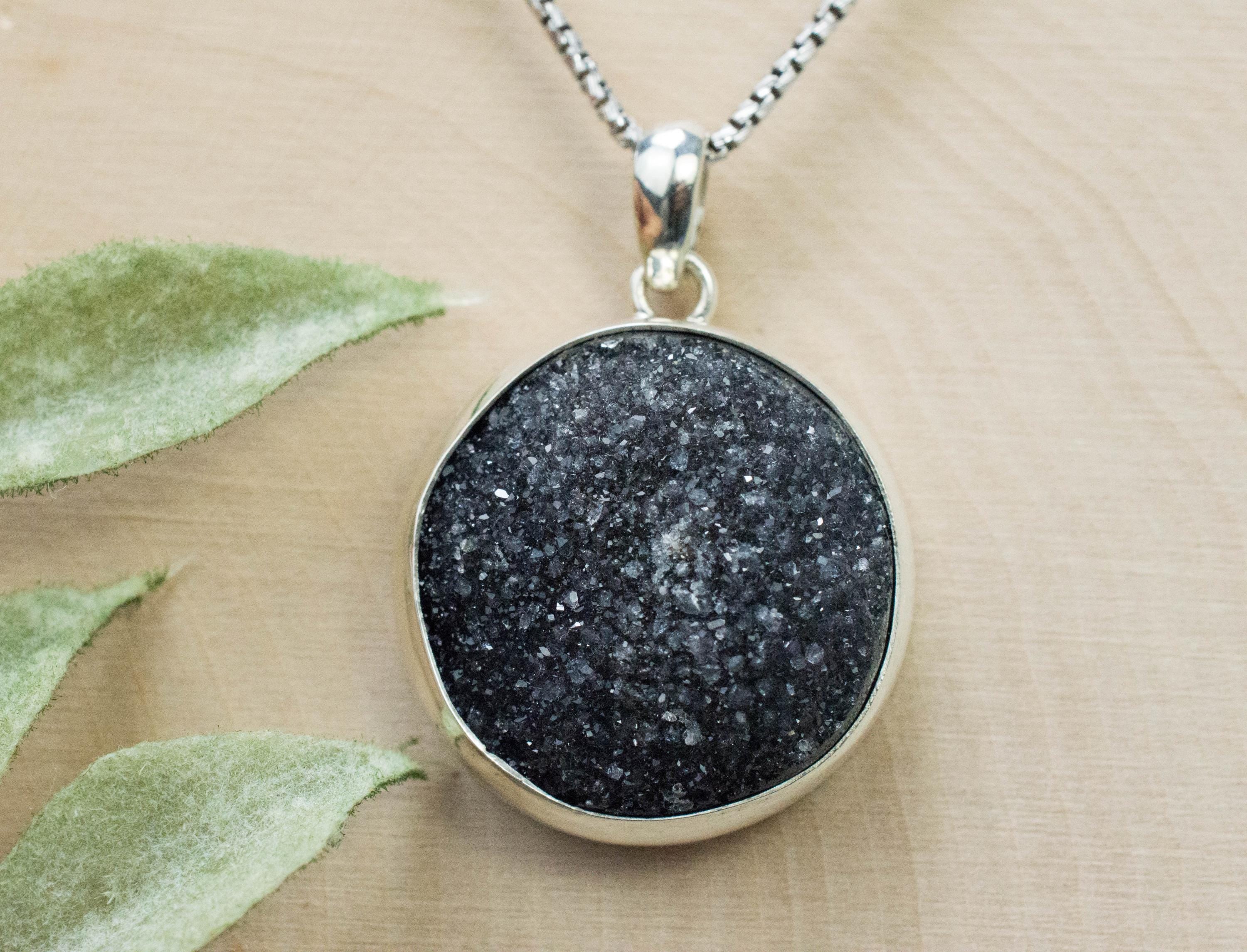 Druzy Agate Pendant, Natural Untreated Brazil Agate; 23mm - Mark Oliver Gems