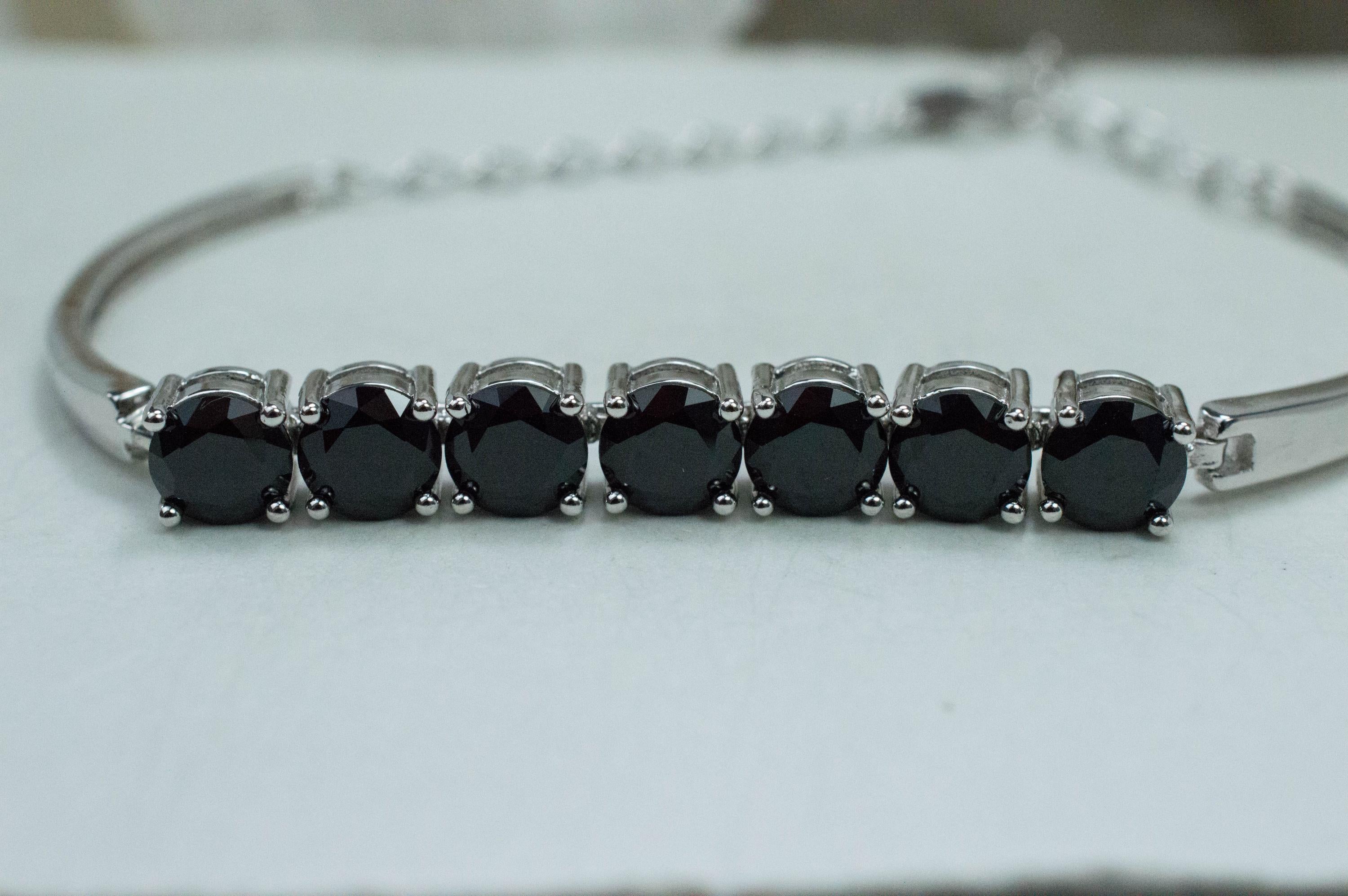 Black Spinel Bracelet; Natural Untreated Thailand Spinel; 6.960cts - Mark Oliver Gems