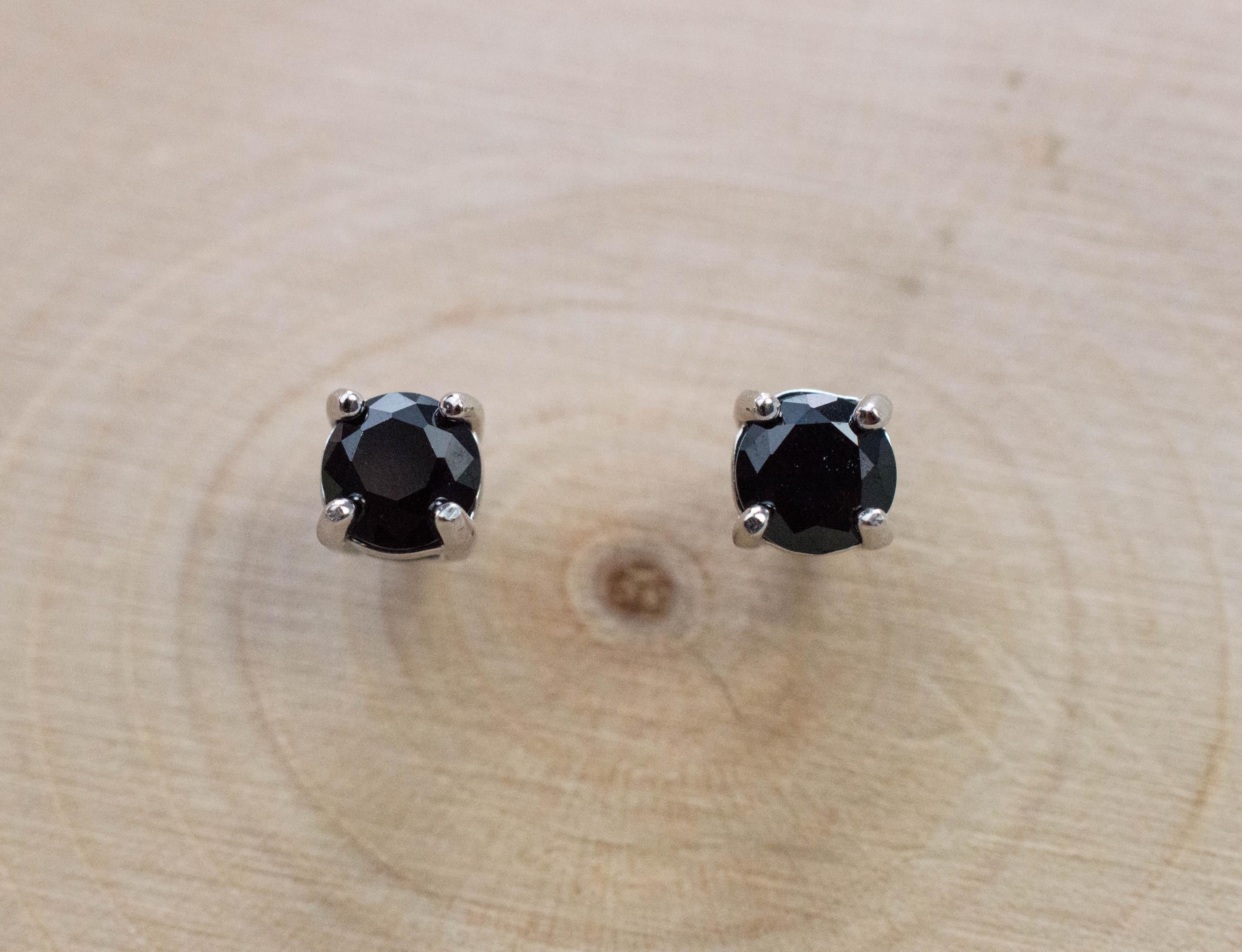 Black Spinel Earrings; Natural Untreated Thailand Spinel; 0.575cts - Mark Oliver Gems