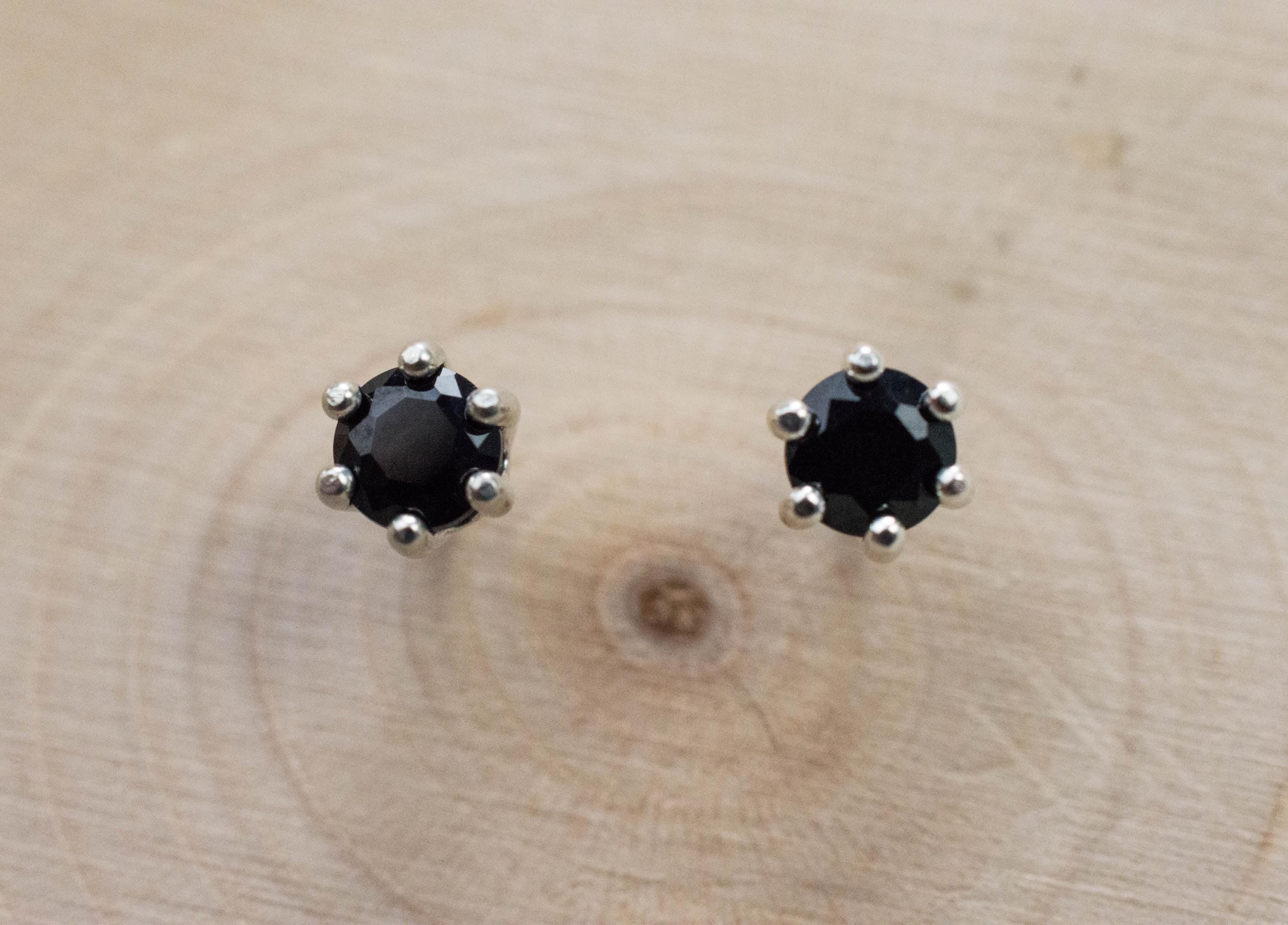 Black Spinel Earrings; Natural Untreated Thailand Spinel; 0.585cts - Mark Oliver Gems