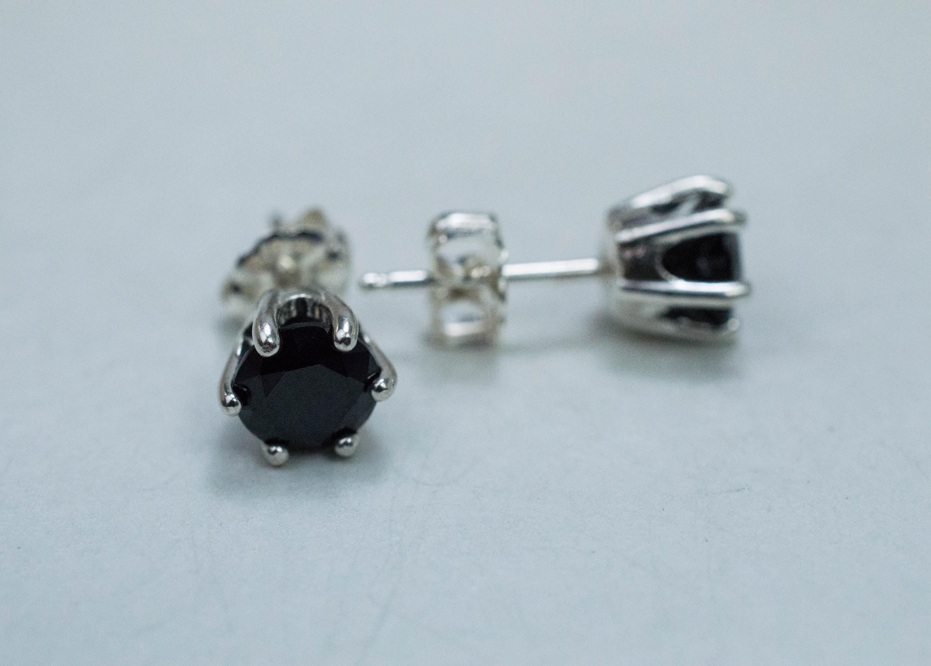 Black Spinel Earrings; Natural Untreated Thailand Spinel; 1.975cts - Mark Oliver Gems