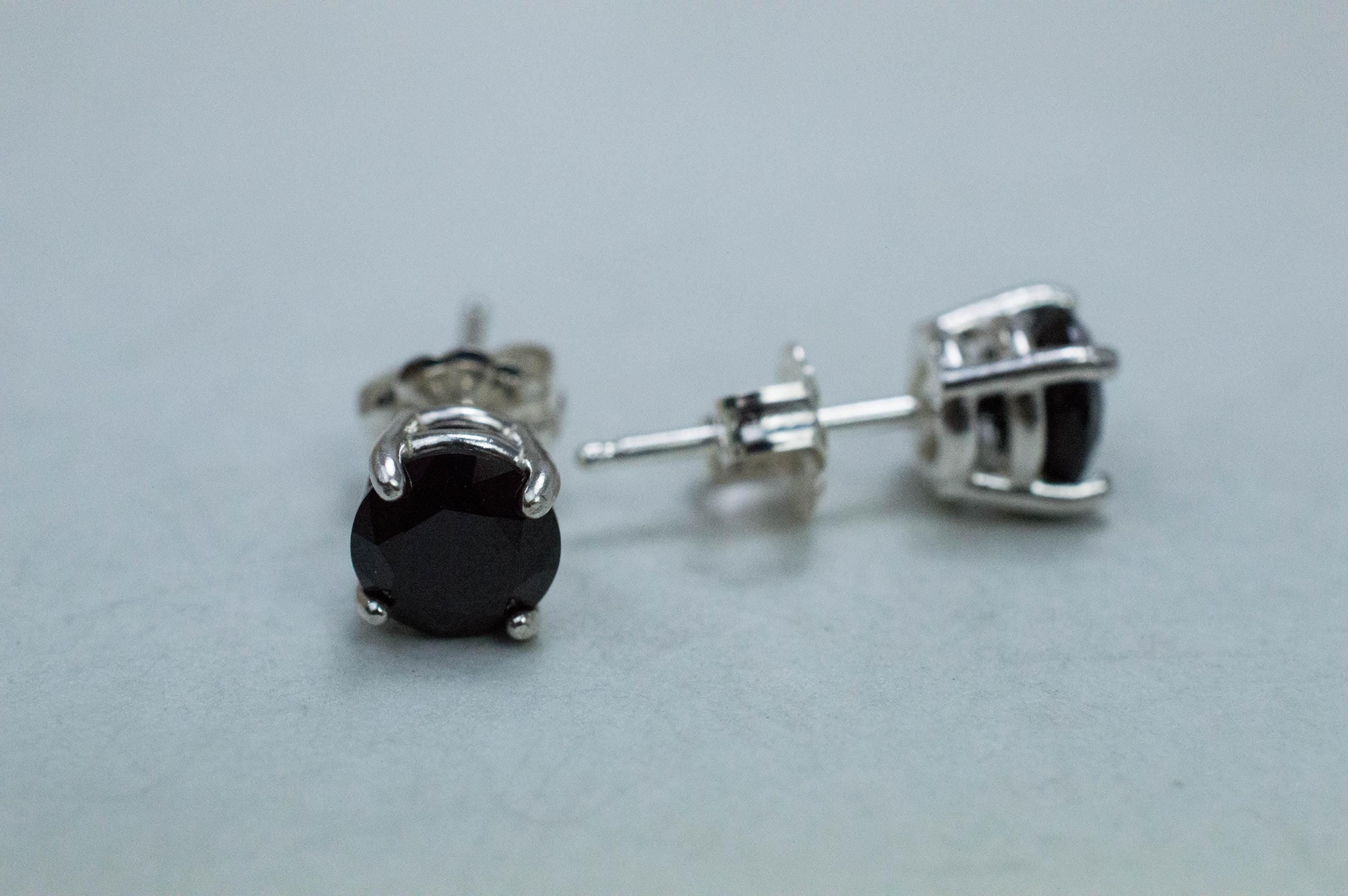 Black Spinel Earrings; Natural Untreated Thailand Spinel; 1.980cts - Mark Oliver Gems