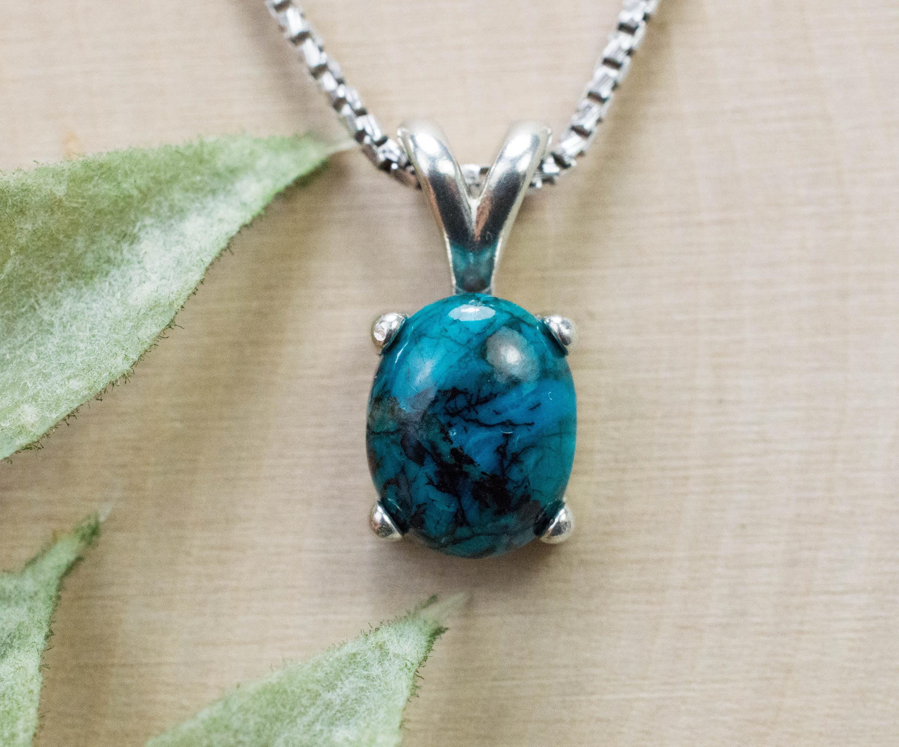 Chrysocolla Pendant; Natural Untreated Arizona Inspiration Mine Chrysocolla; 2.605cts - Mark Oliver Gems