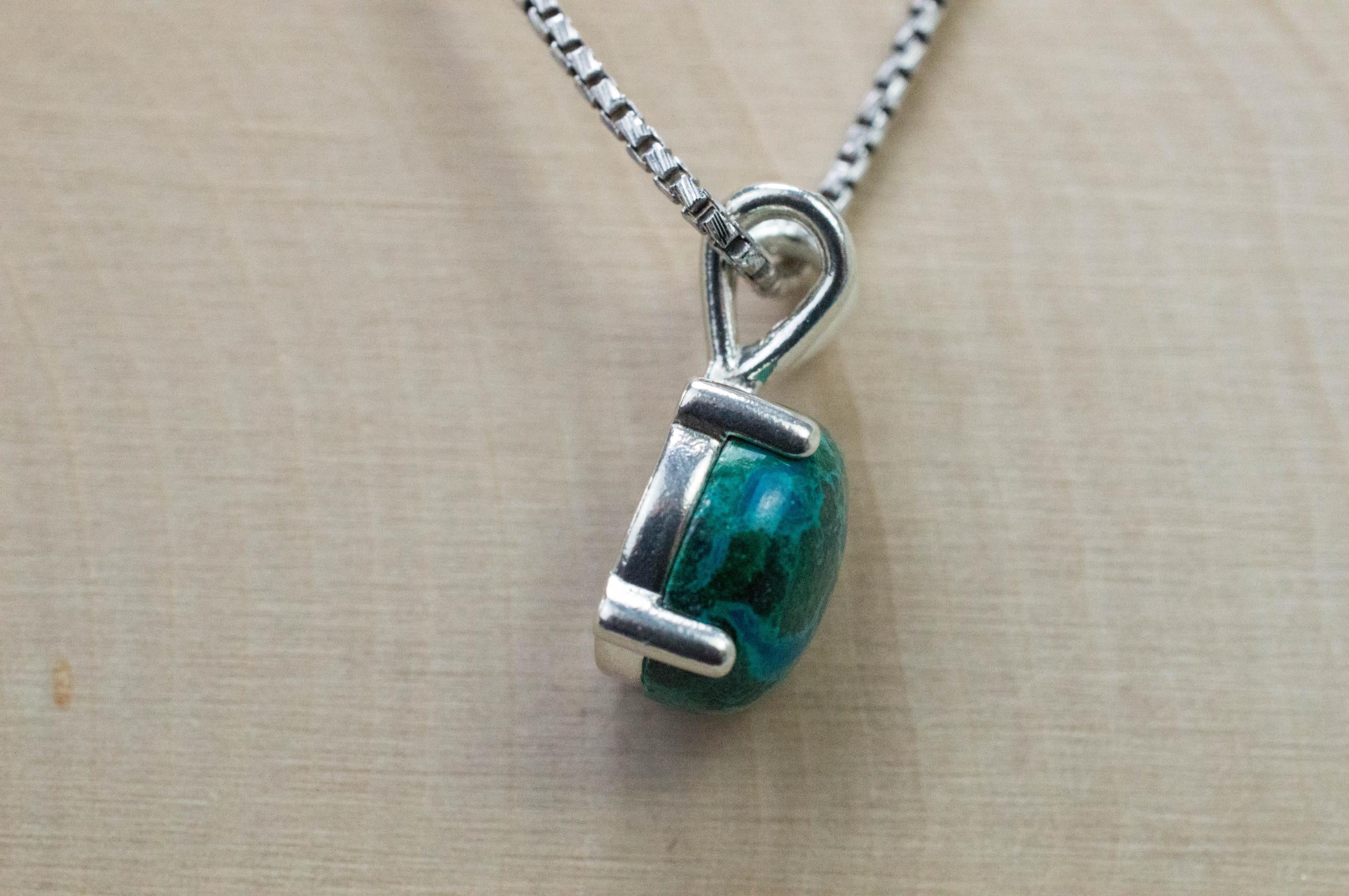 Chrysocolla Pendant; Natural Untreated Arizona Inspiration Mine Chrysocolla; 5.100cts - Mark Oliver Gems