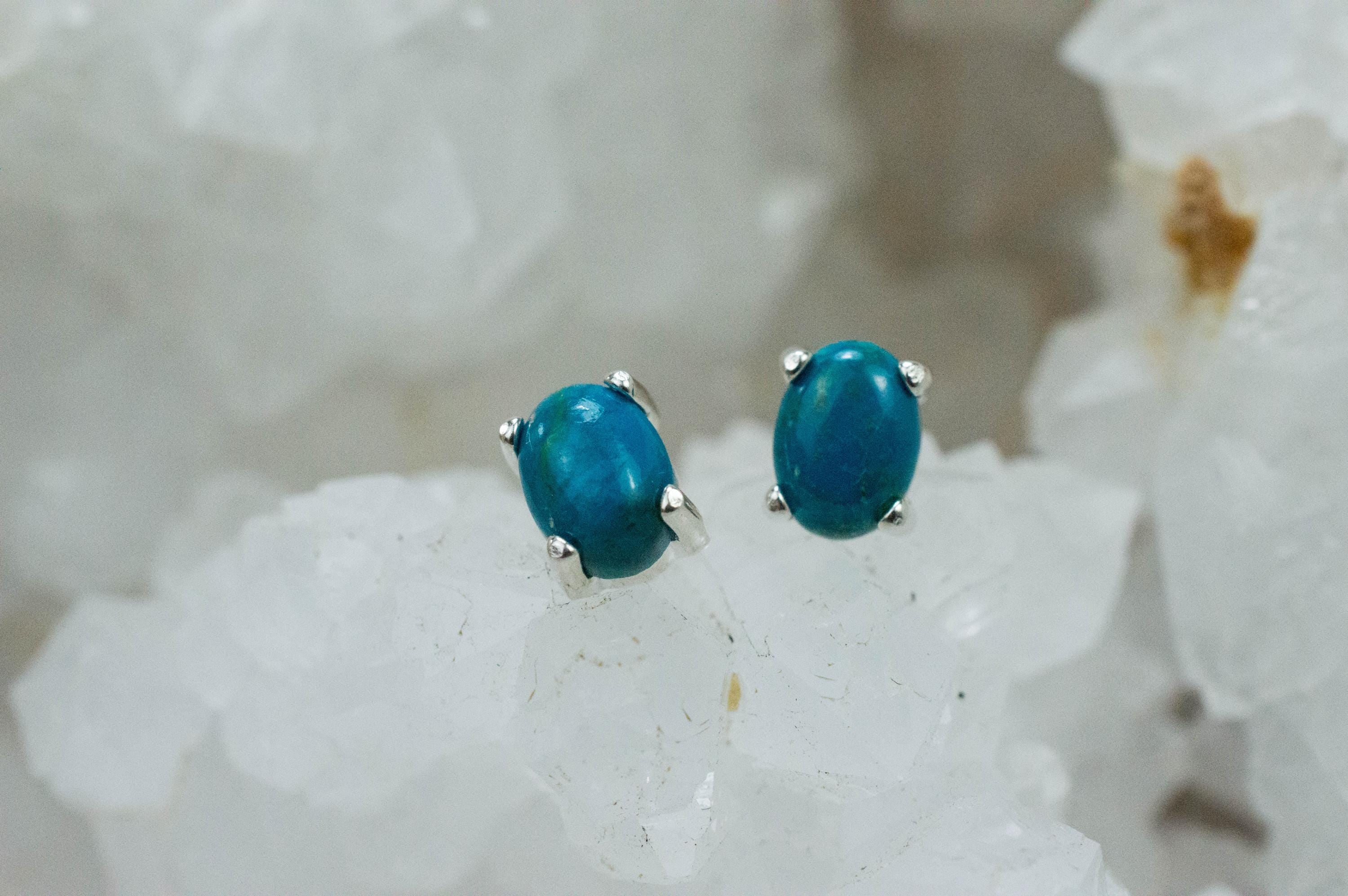 Chrysocolla Earrings; Genuine Untreated Arizona Inspiration Mine Chrysocolla; 1.735cts - Mark Oliver Gems