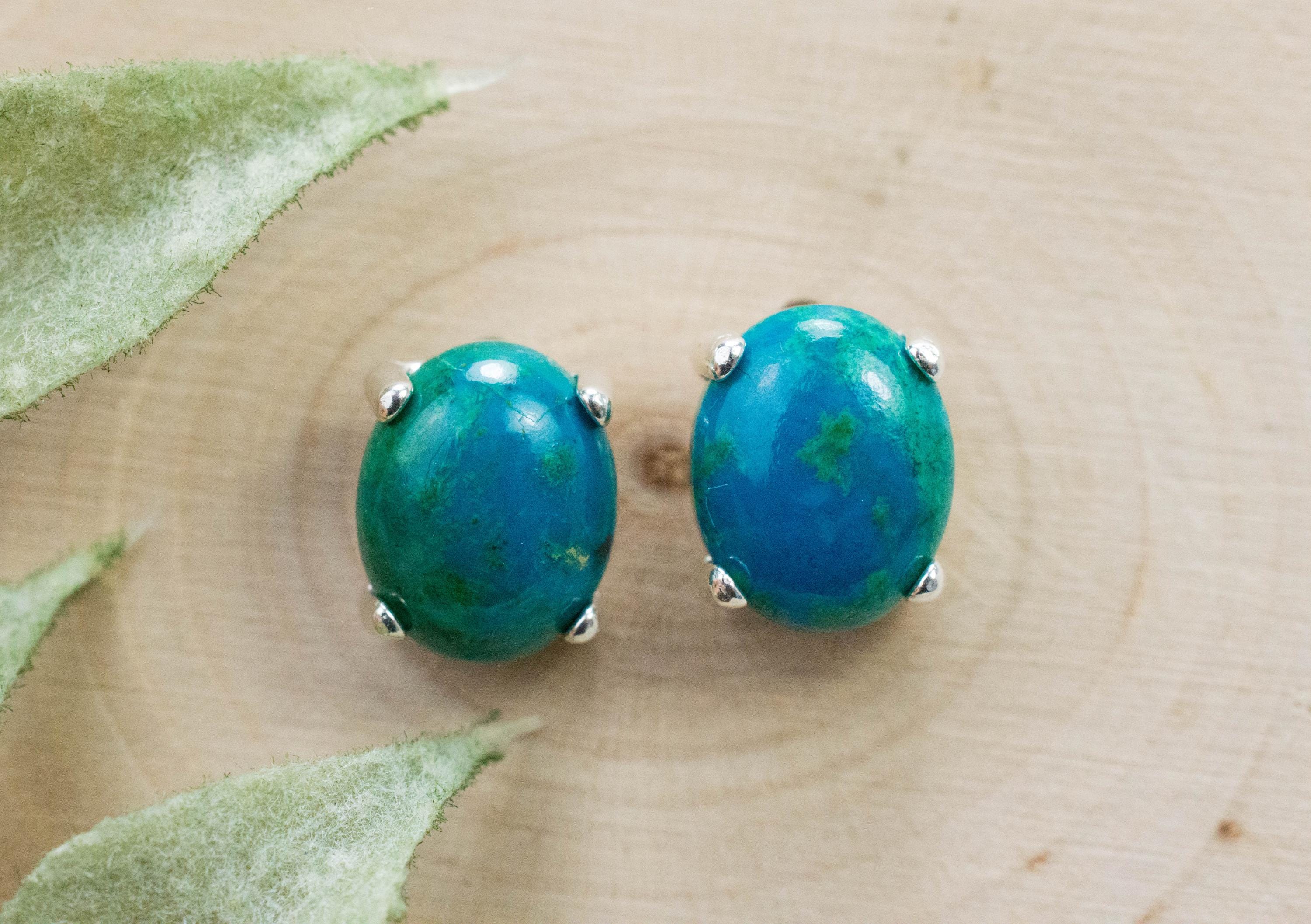 Chrysocolla Earrings; Genuine Untreated Arizona Inspiration Mine Chrysocolla; 5.205cts - Mark Oliver Gems