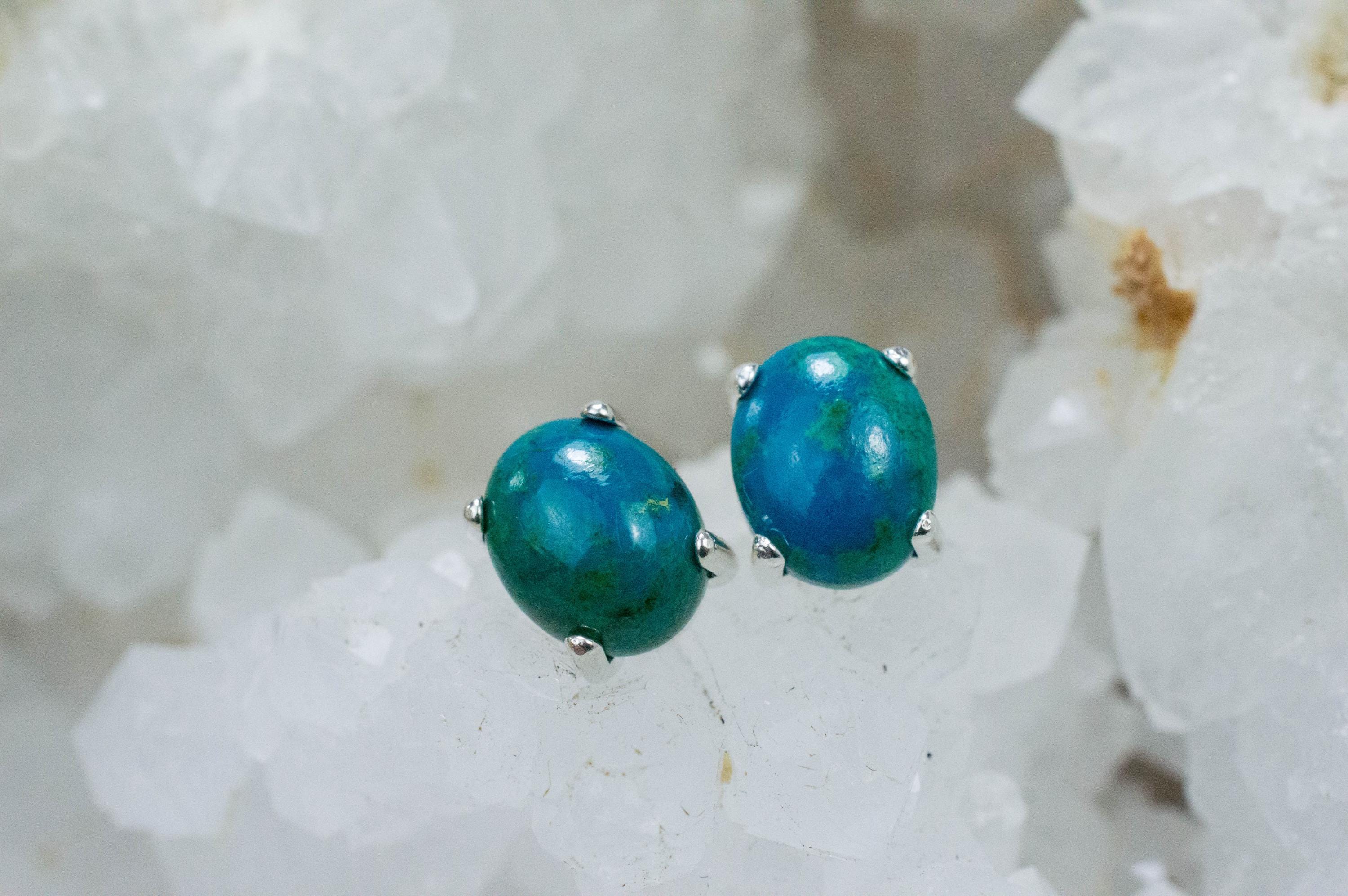 Chrysocolla Earrings; Genuine Untreated Arizona Inspiration Mine Chrysocolla; 5.205cts - Mark Oliver Gems