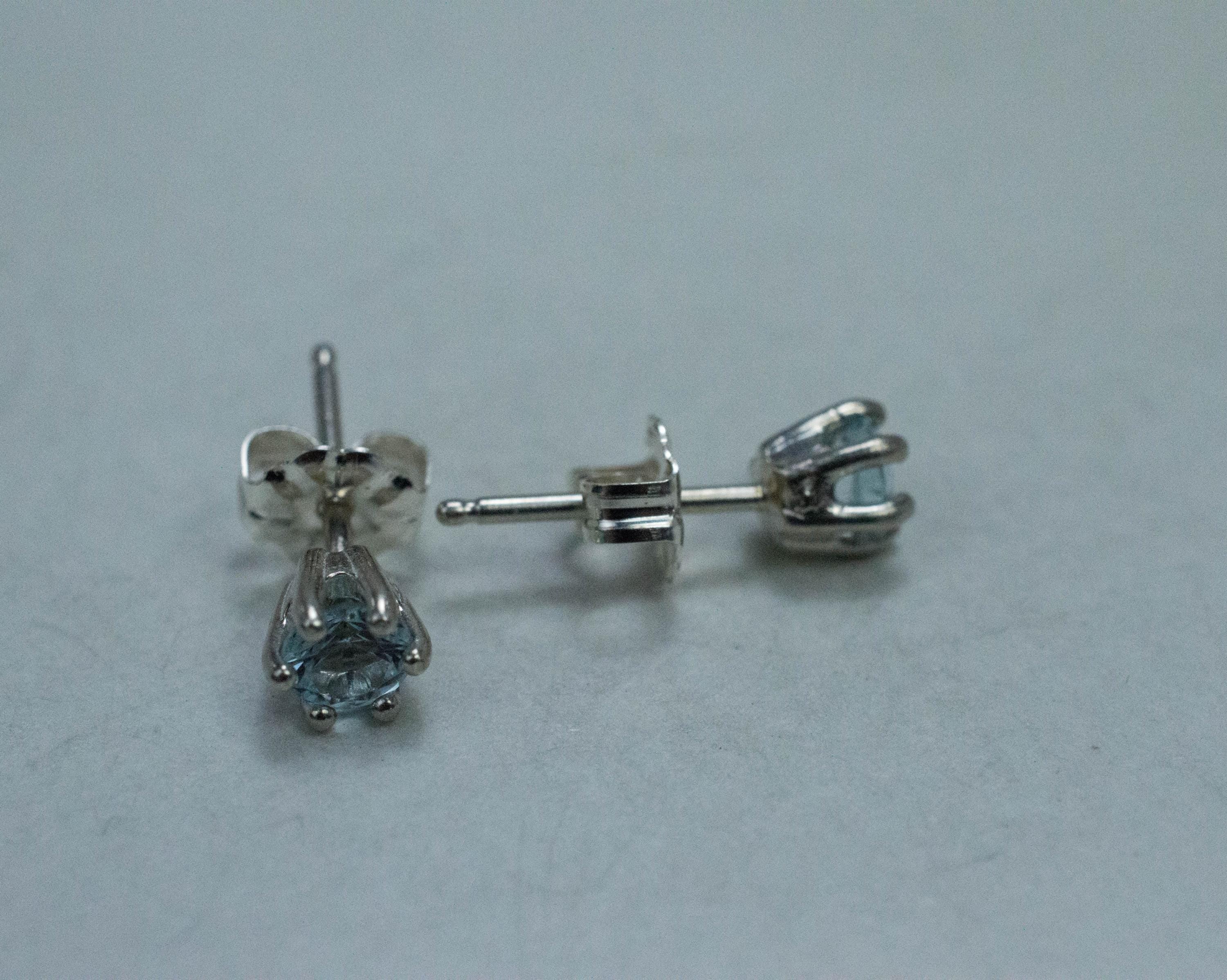 Blue Topaz Earrings; Natural Brazilian Topaz; 0.530cts - Mark Oliver Gems