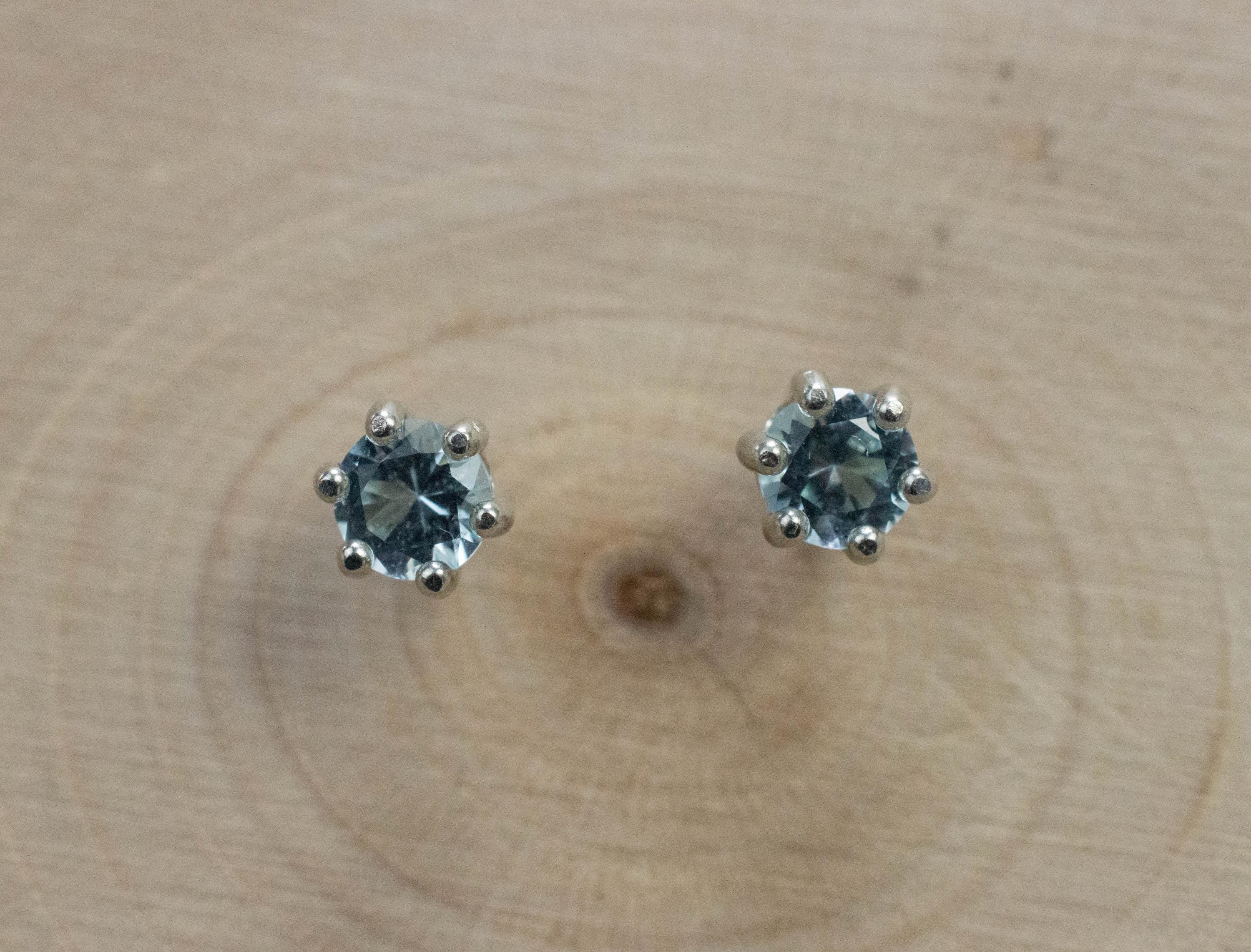 Blue Topaz Earrings; Natural Brazilian Topaz; 0.530cts - Mark Oliver Gems
