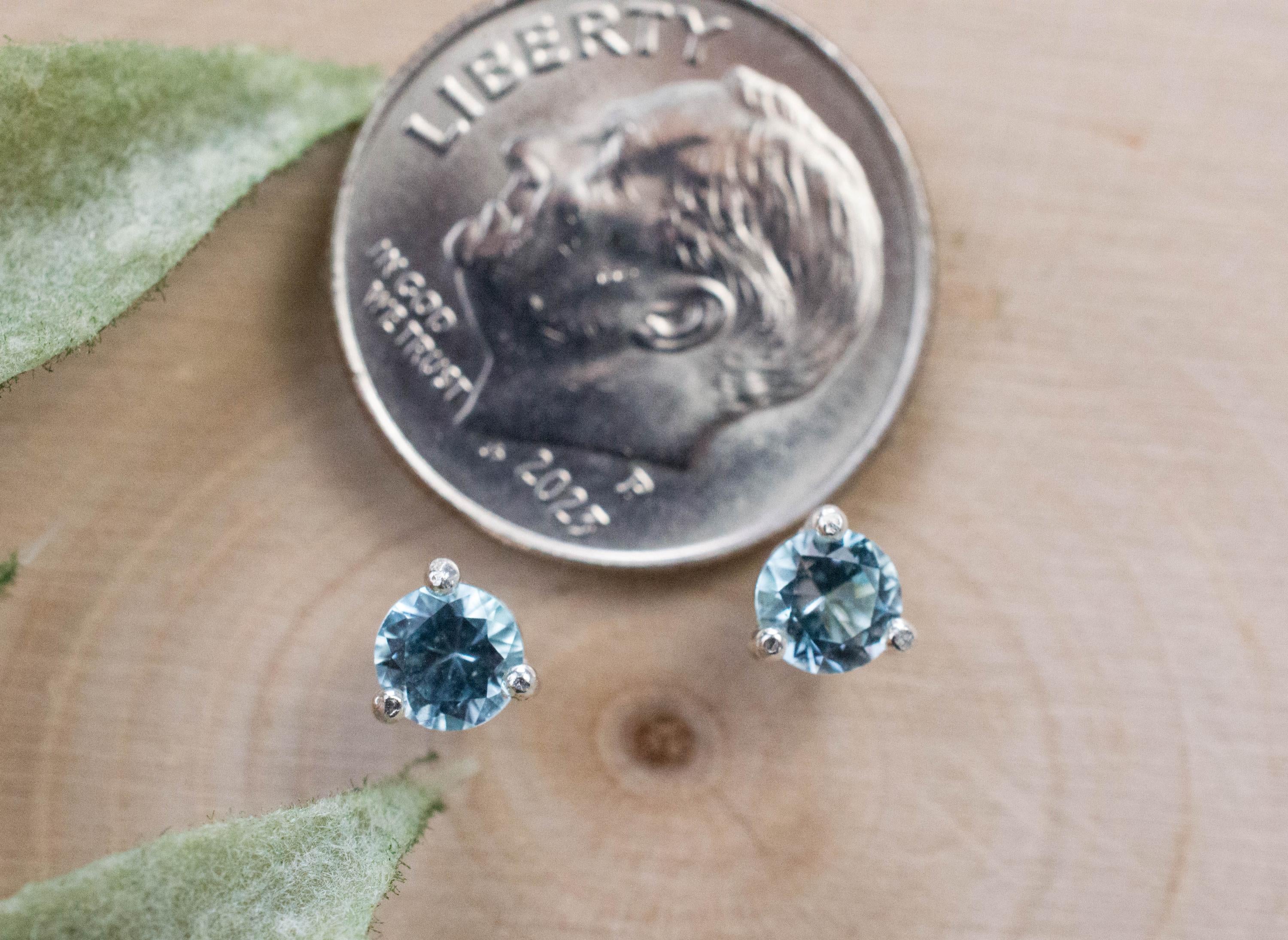 Blue Topaz Earrings; Natural Brazilian Topaz; 0.565cts - Mark Oliver Gems