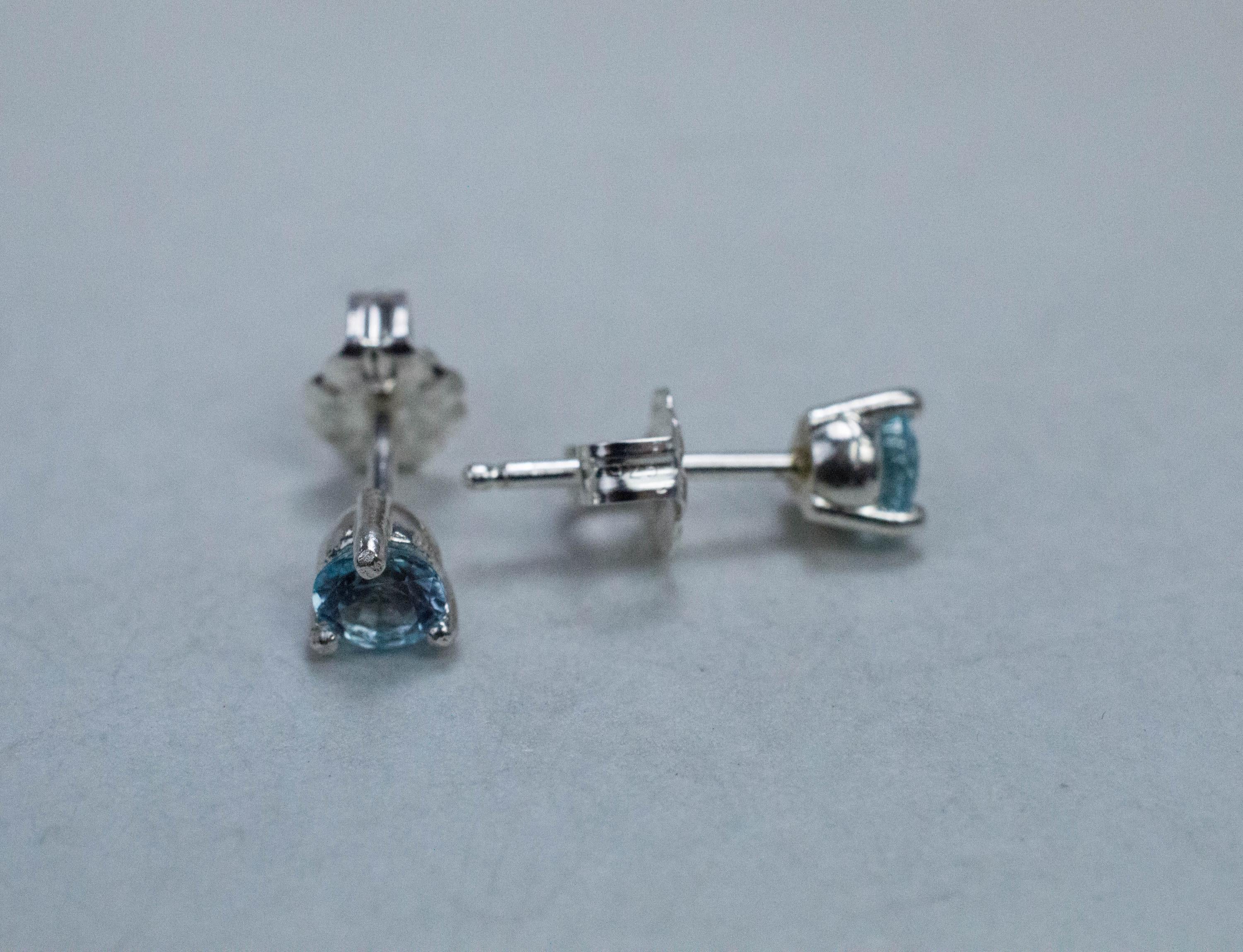 Blue Topaz Earrings; Natural Brazilian Topaz; 0.565cts - Mark Oliver Gems
