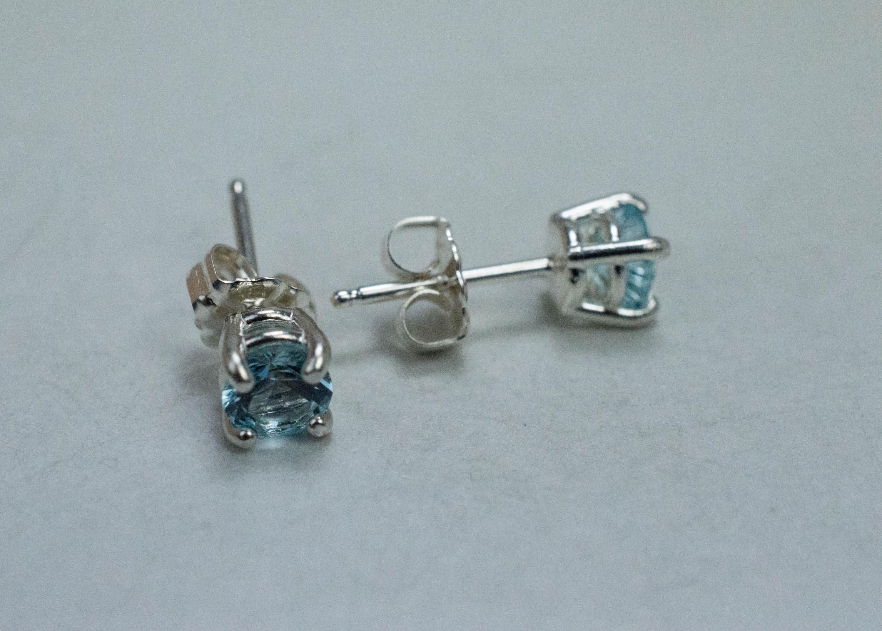Blue Topaz Earrings; Natural Brazilian Topaz; 0.940cts - Mark Oliver Gems