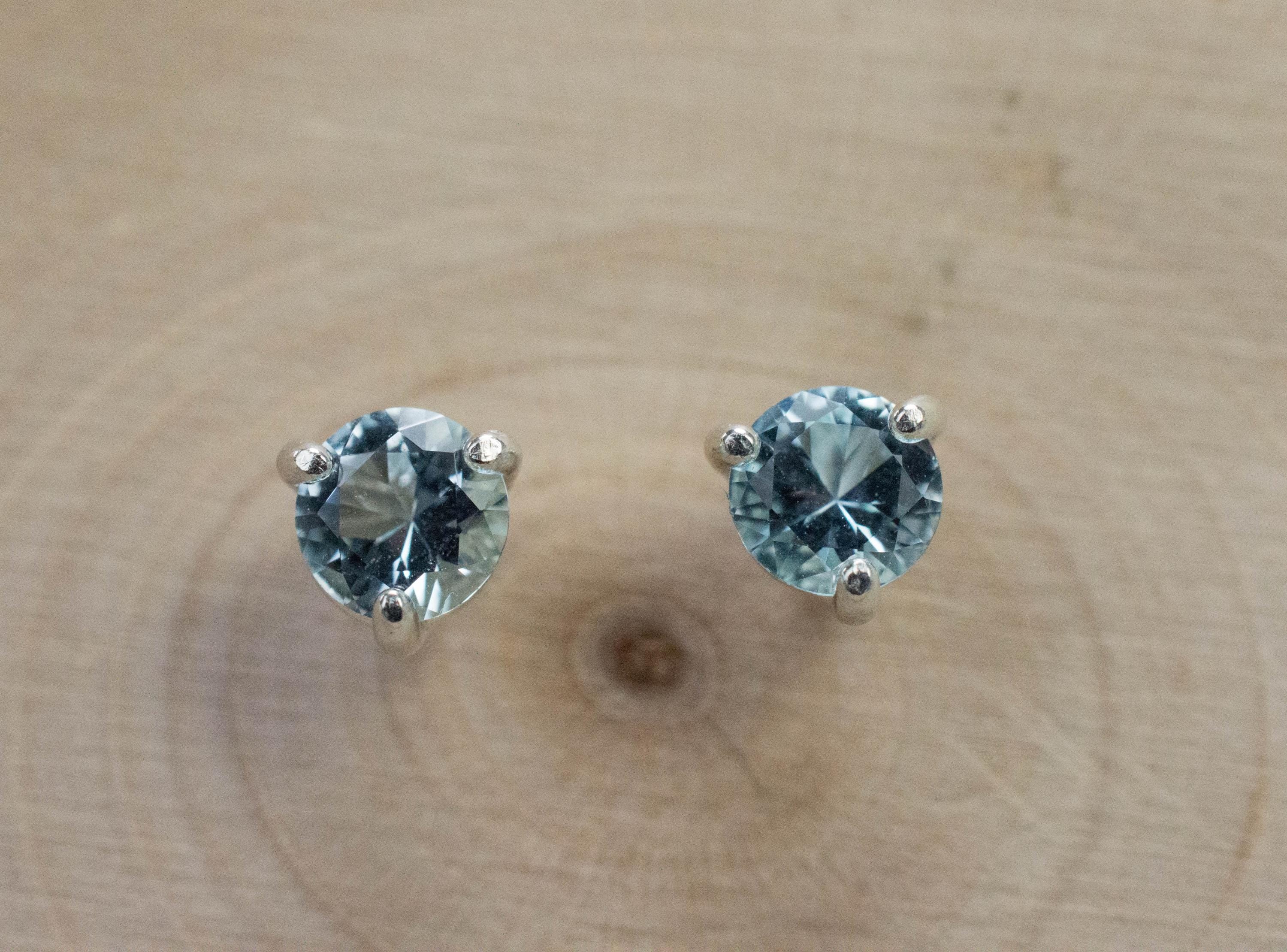 Blue Topaz Earrings; Natural Brazilian Topaz; 0.985cts - Mark Oliver Gems