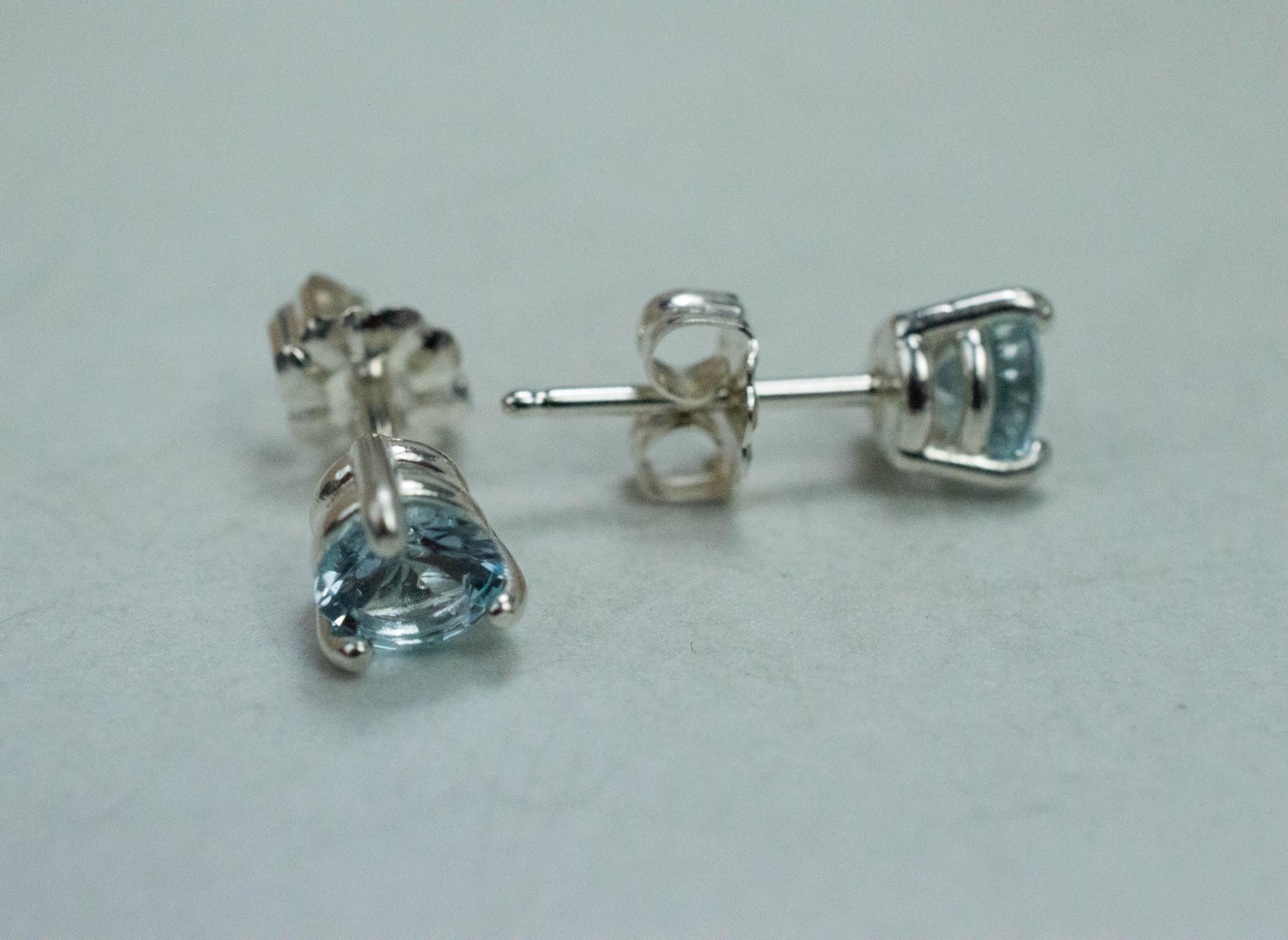 Blue Topaz Earrings; Natural Brazilian Topaz; 0.985cts - Mark Oliver Gems