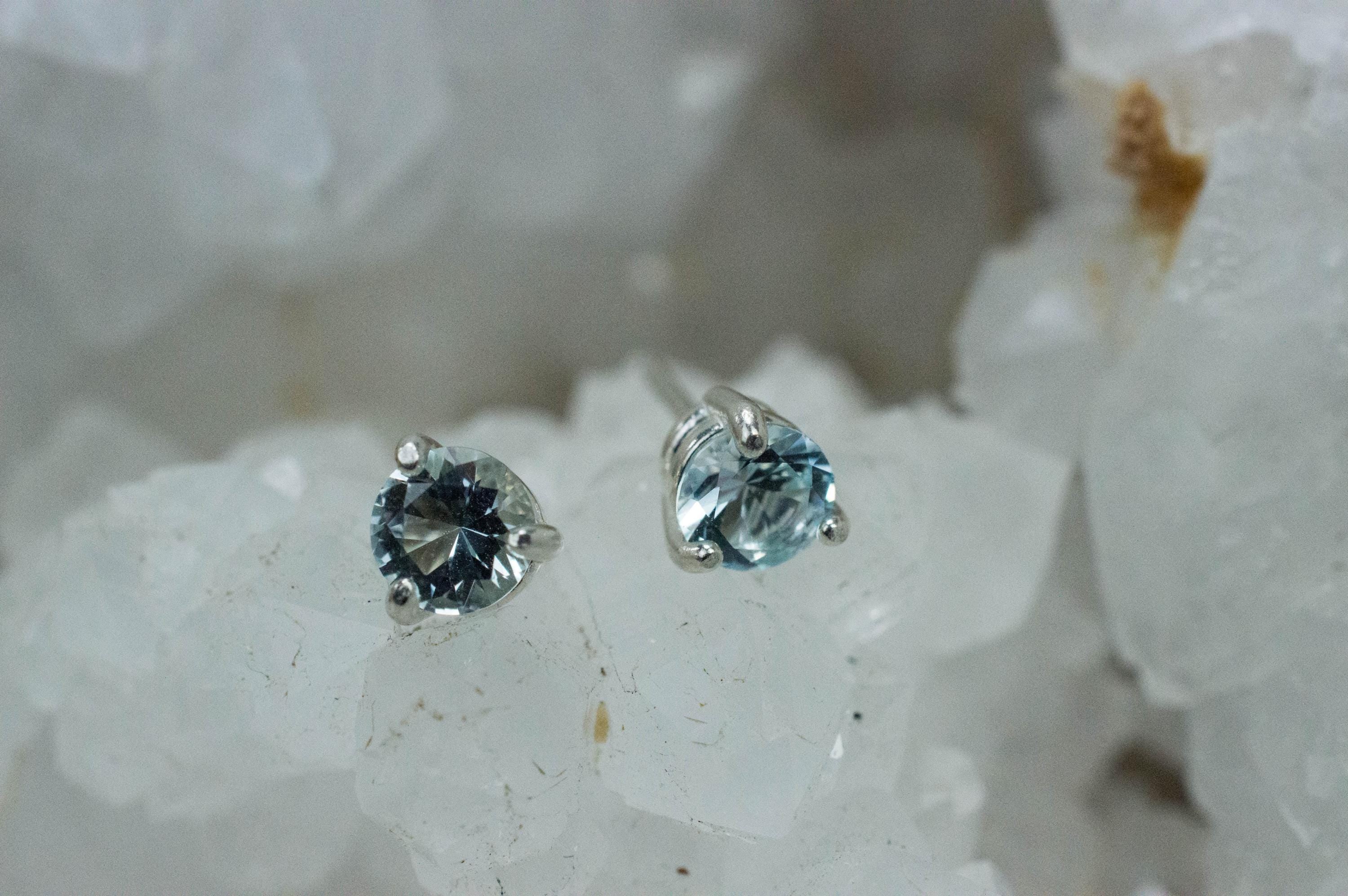 Blue Topaz Earrings; Natural Brazilian Topaz; 0.985cts - Mark Oliver Gems