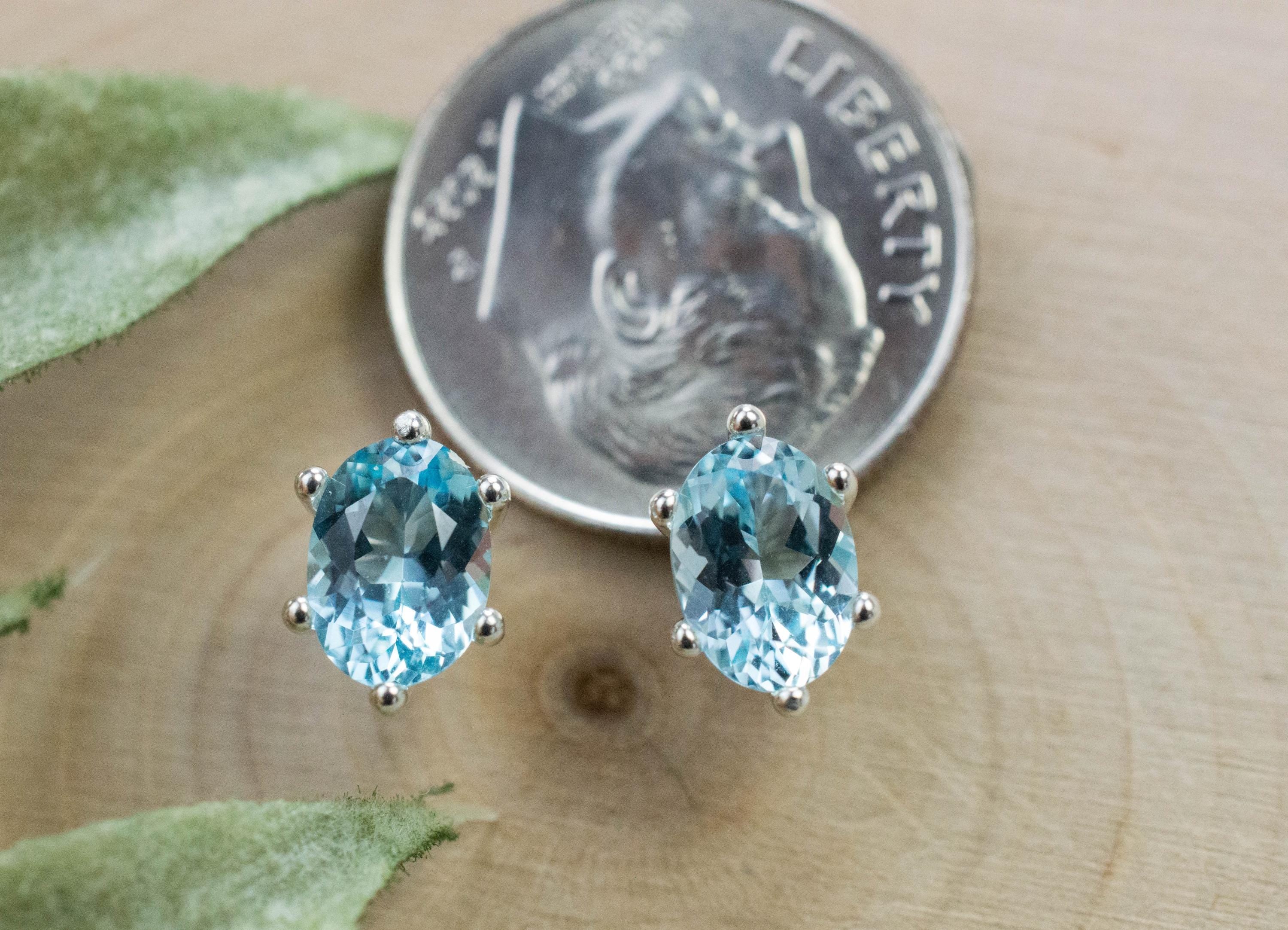 Blue Topaz Earrings; Natural Brazilian Topaz; 1.805cts - Mark Oliver Gems
