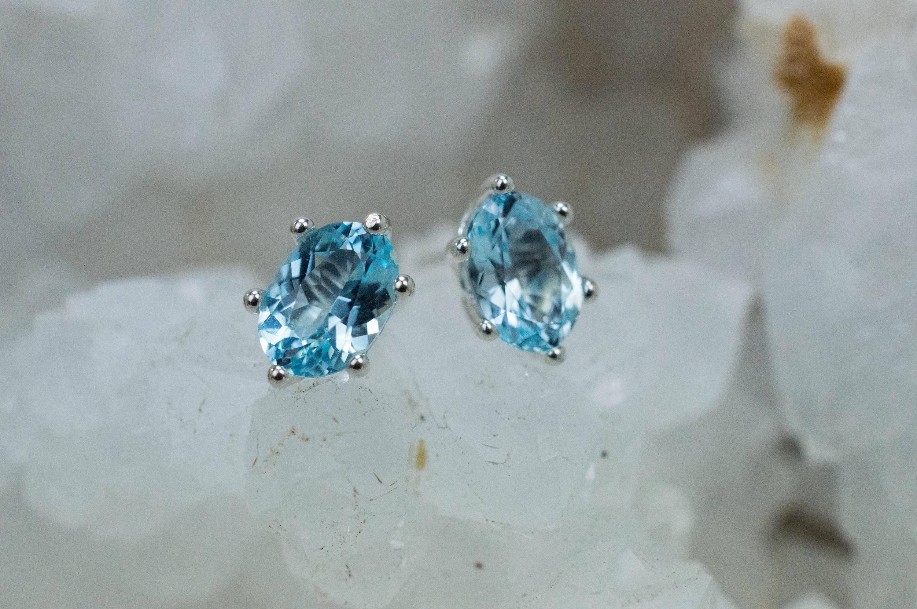 Blue Topaz Earrings; Natural Brazilian Topaz; 1.805cts - Mark Oliver Gems