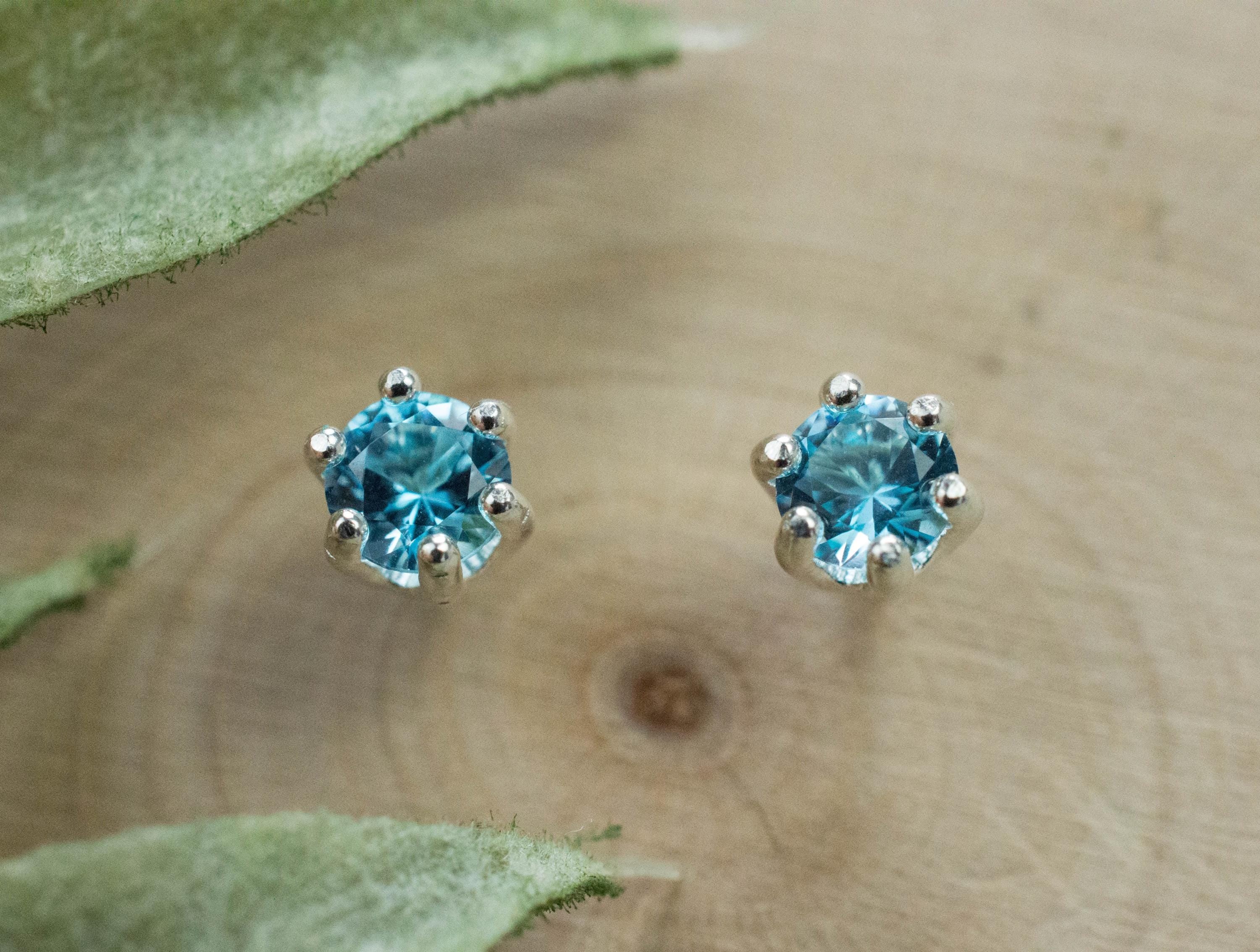 Blue Topaz Earrings; Natural Brazil Topaz; 0.525cts - Mark Oliver Gems