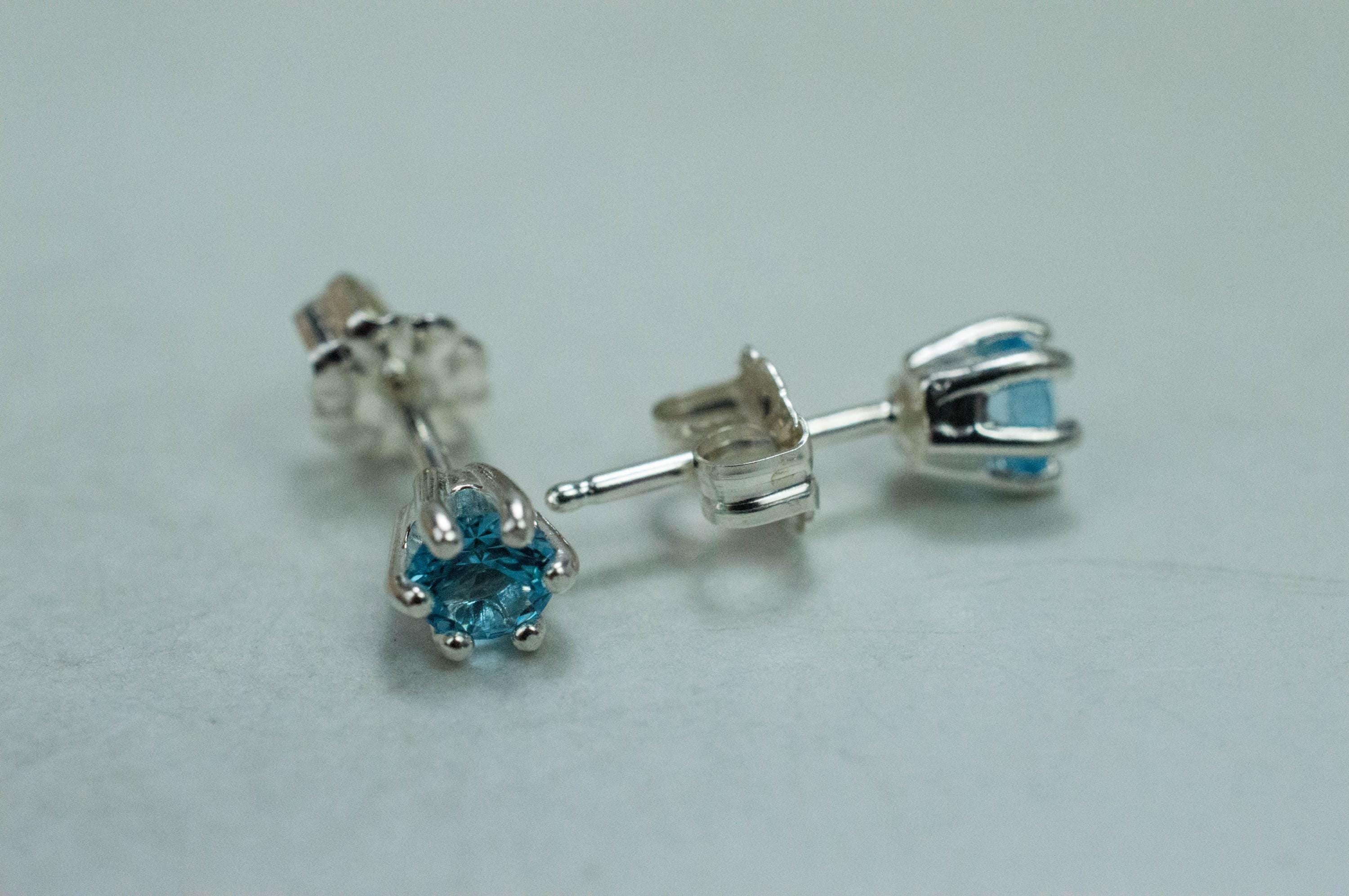 Blue Topaz Earrings; Natural Brazil Topaz; 0.525cts - Mark Oliver Gems