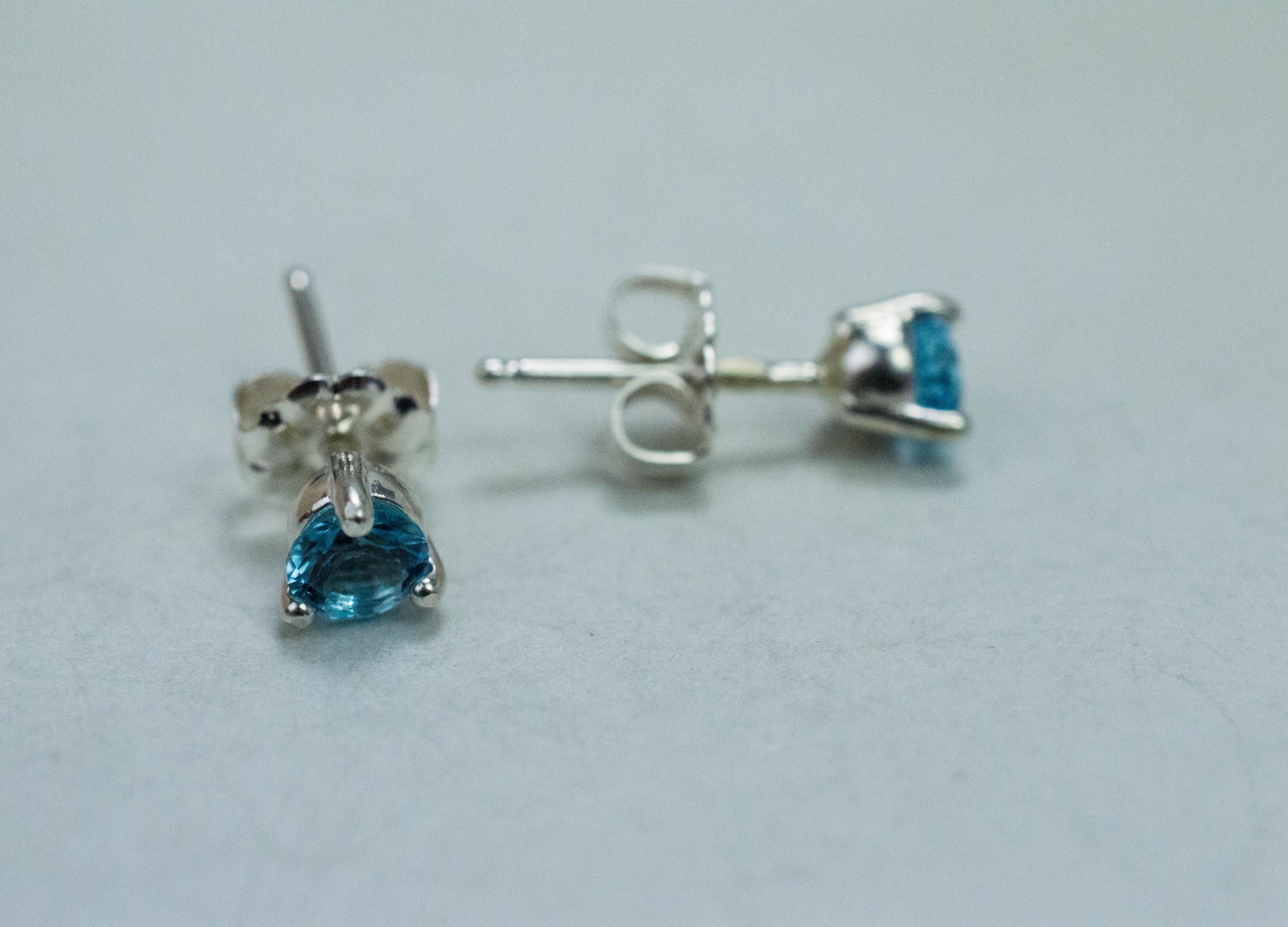 Blue Topaz Earrings; Natural Brazil Topaz; 0.560cts - Mark Oliver Gems
