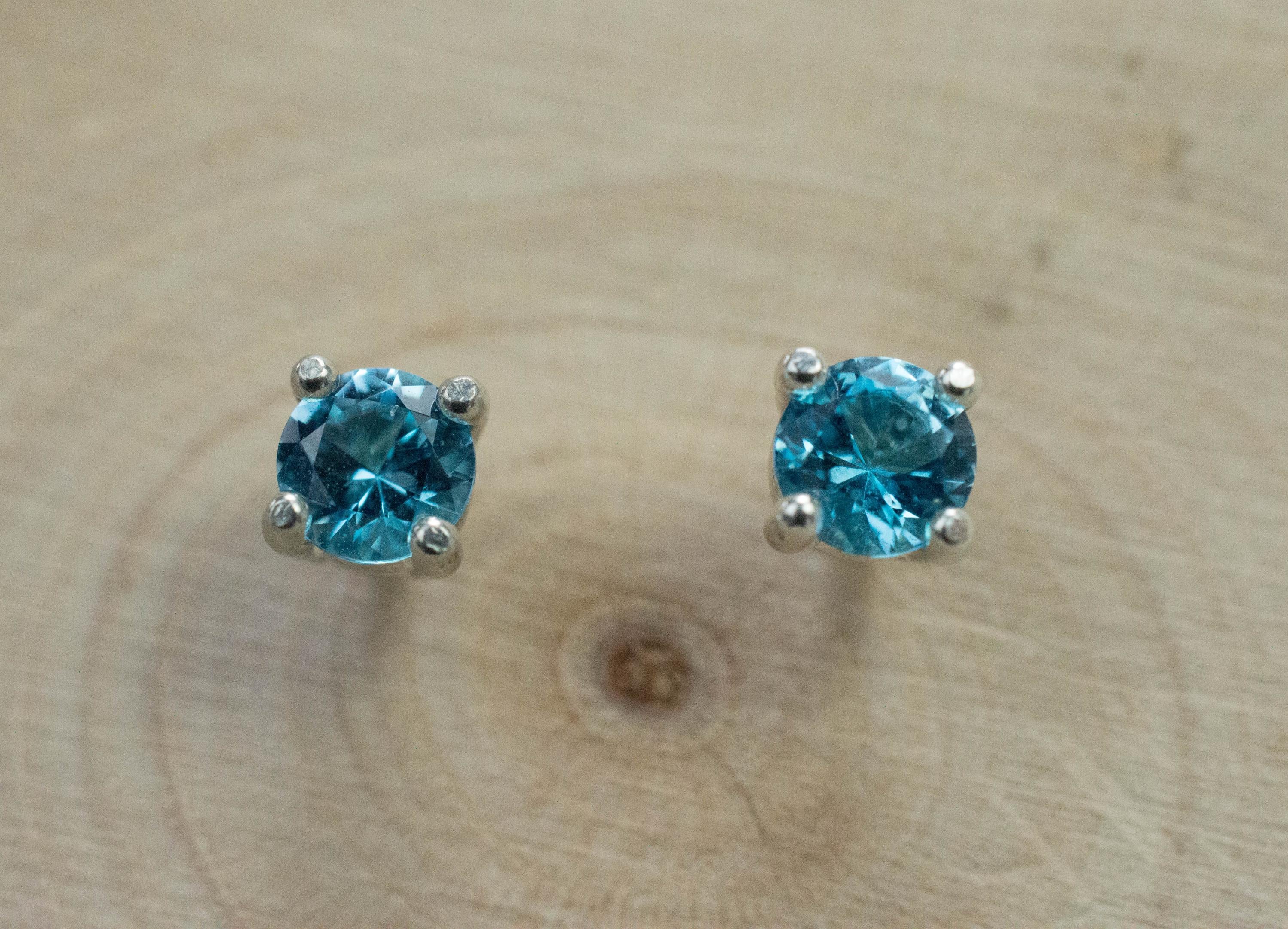 Blue Topaz Earrings; Natural Brazil Topaz; 0.575cts - Mark Oliver Gems