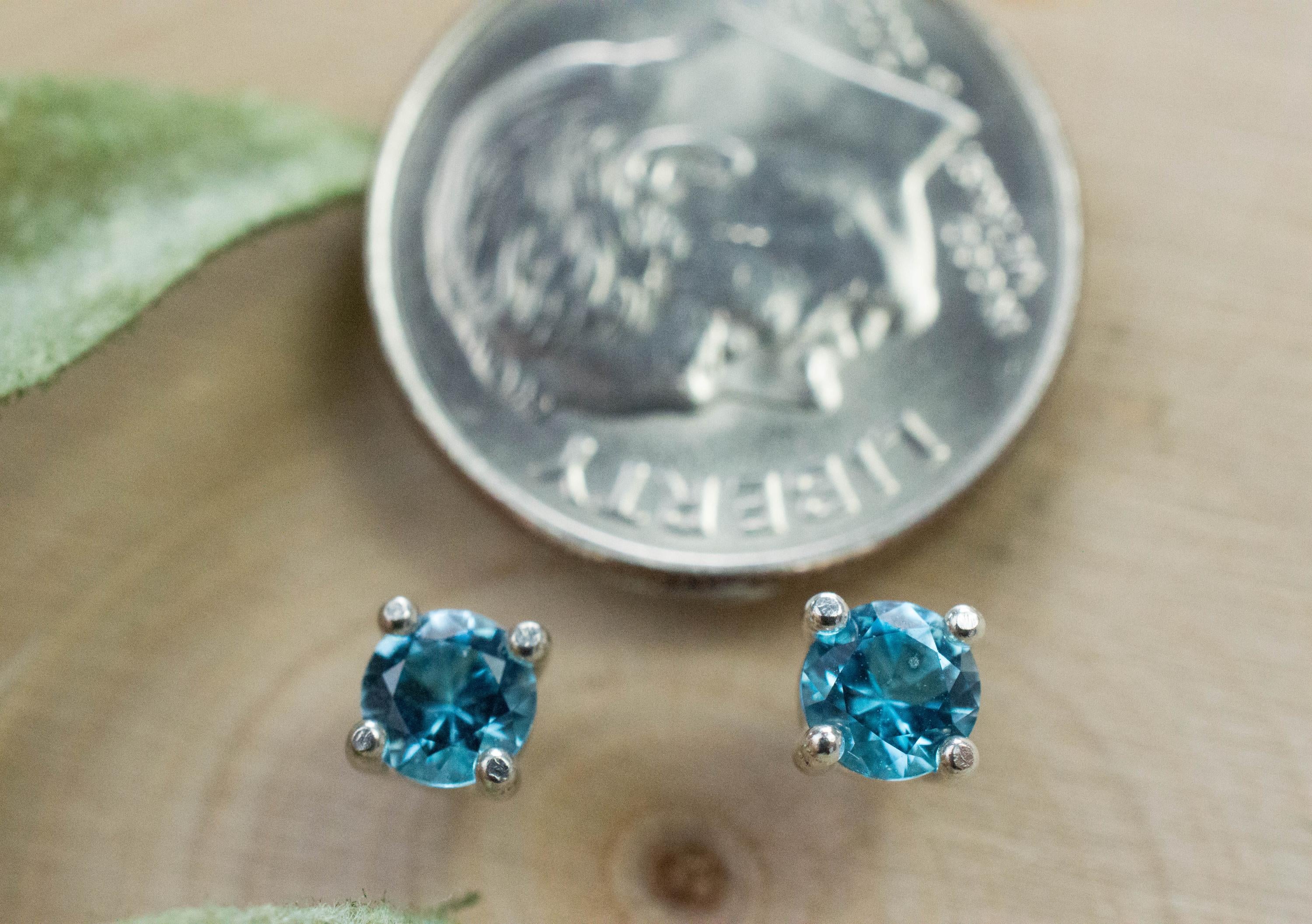 Blue Topaz Earrings; Natural Brazil Topaz; 0.575cts - Mark Oliver Gems