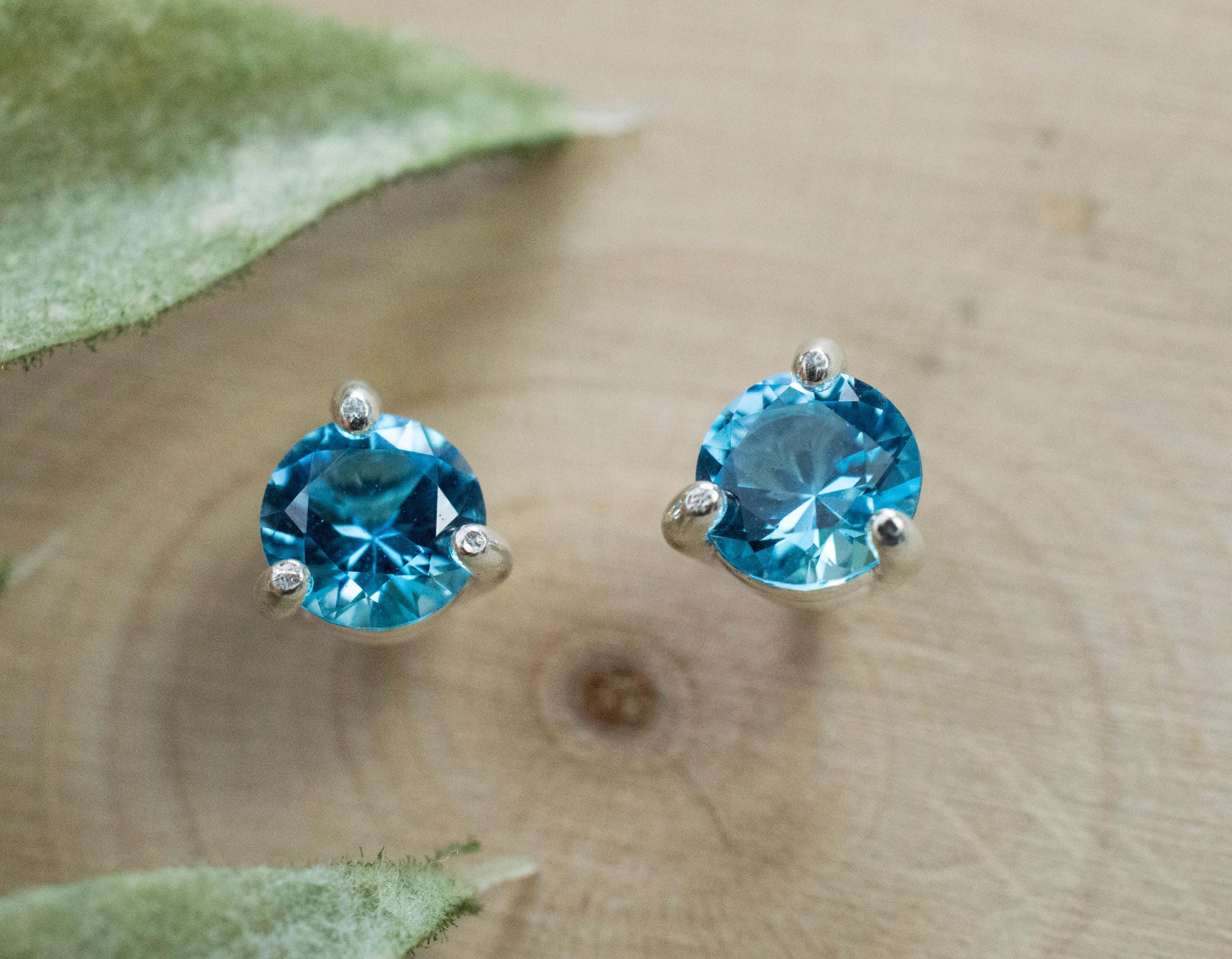 Blue Topaz Earrings; Natural Brazil Topaz; 0.985cts - Mark Oliver Gems