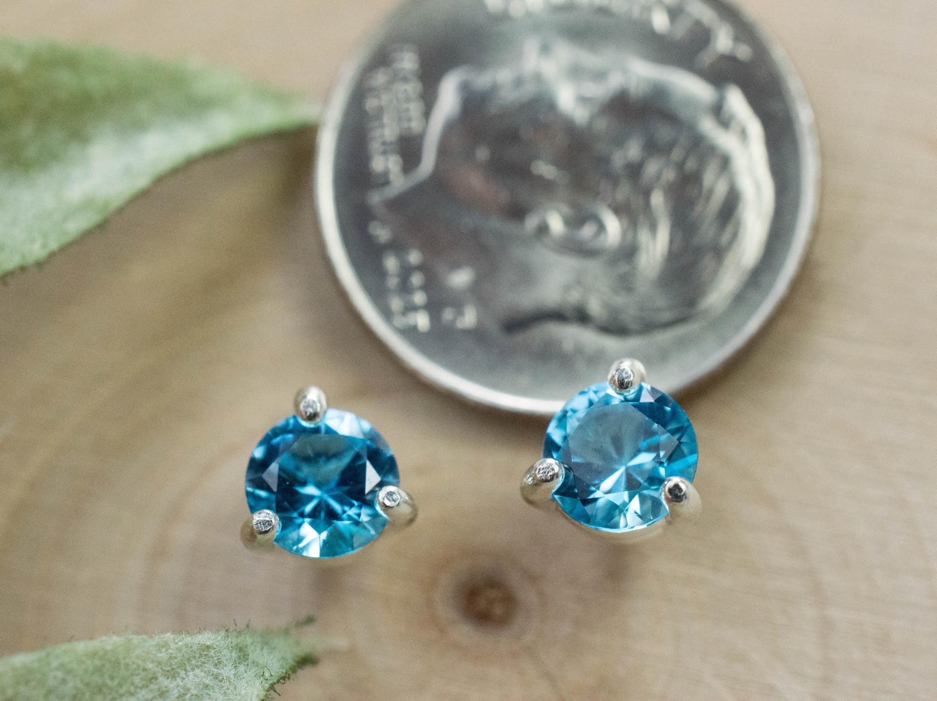 Blue Topaz Earrings; Natural Brazil Topaz; 0.985cts - Mark Oliver Gems