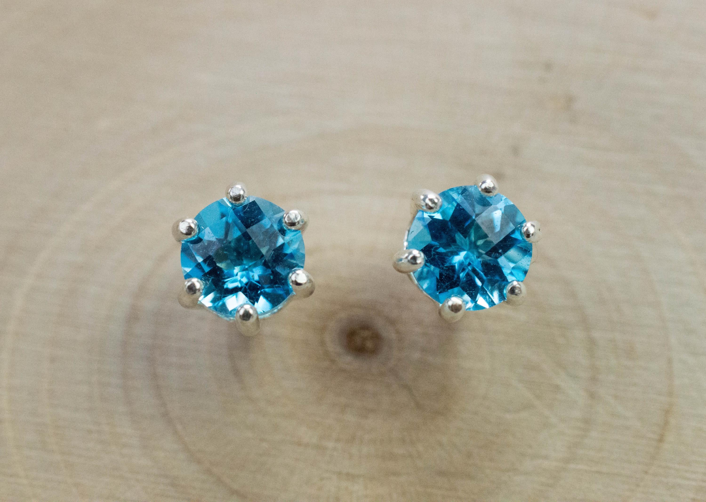 Blue Topaz Earrings; Natural Brazil Topaz; 1.620cts - Mark Oliver Gems