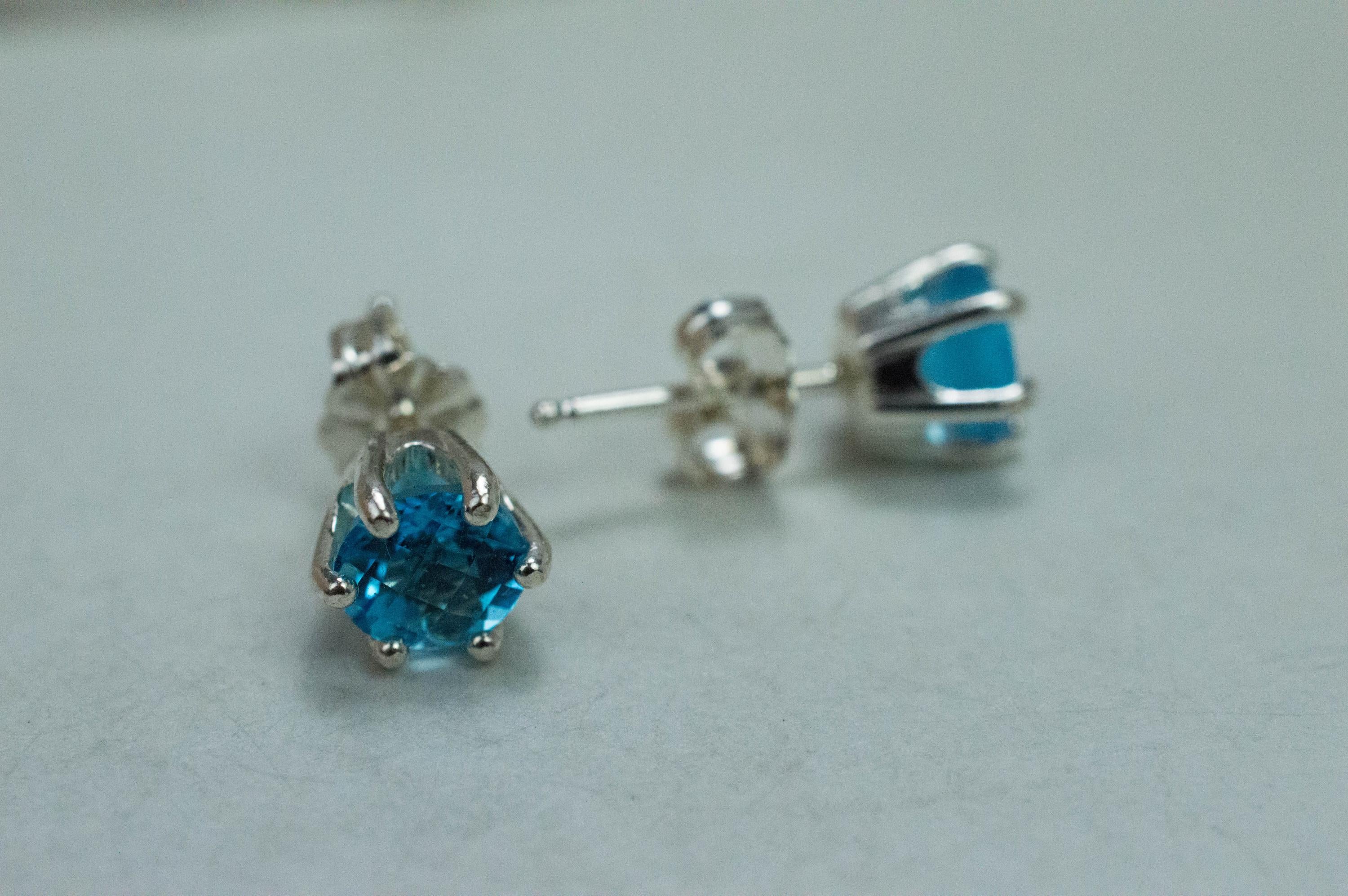 Blue Topaz Earrings; Natural Brazil Topaz; 1.620cts - Mark Oliver Gems