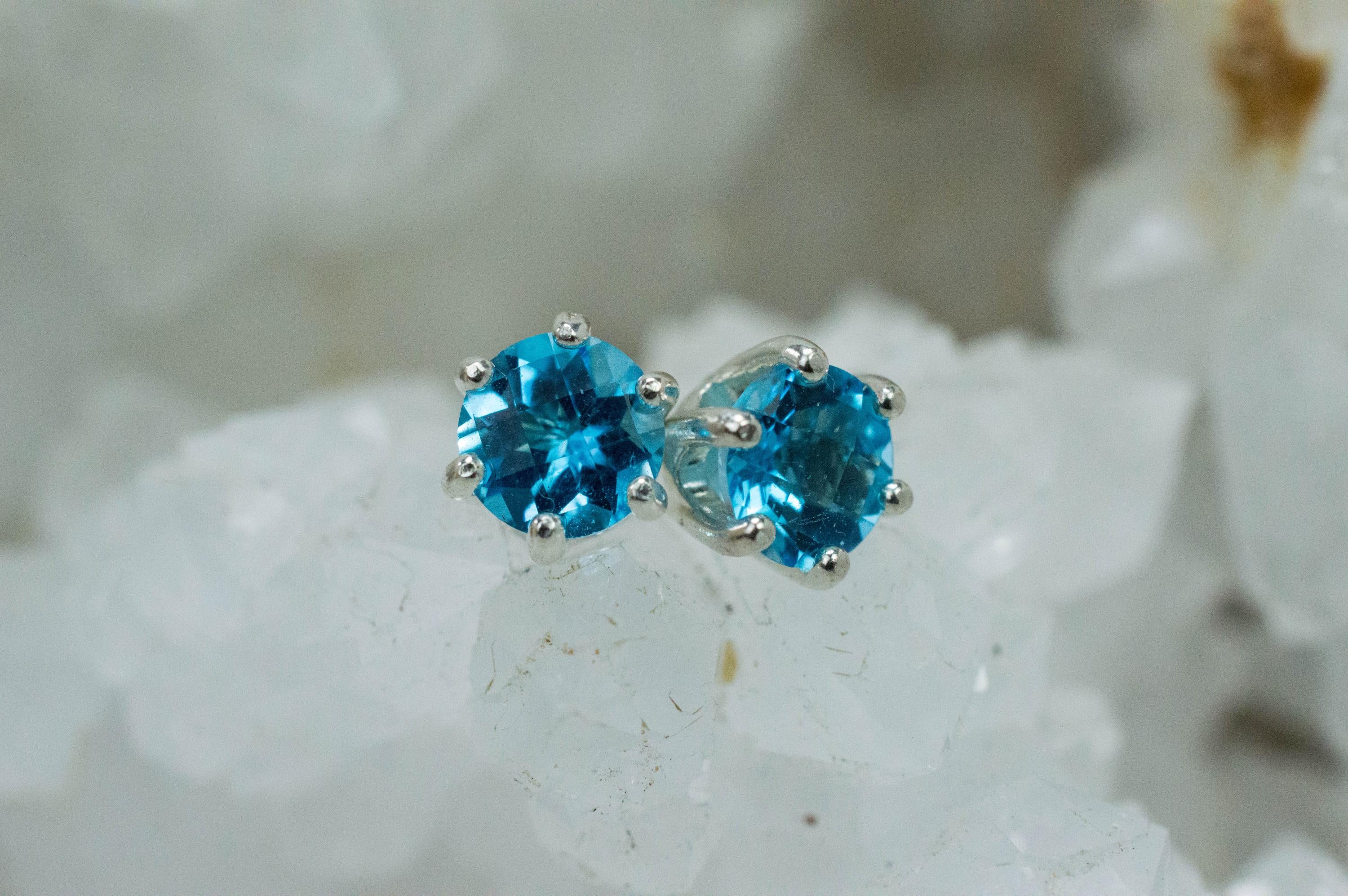 Blue Topaz Earrings; Natural Brazil Topaz; 1.620cts - Mark Oliver Gems