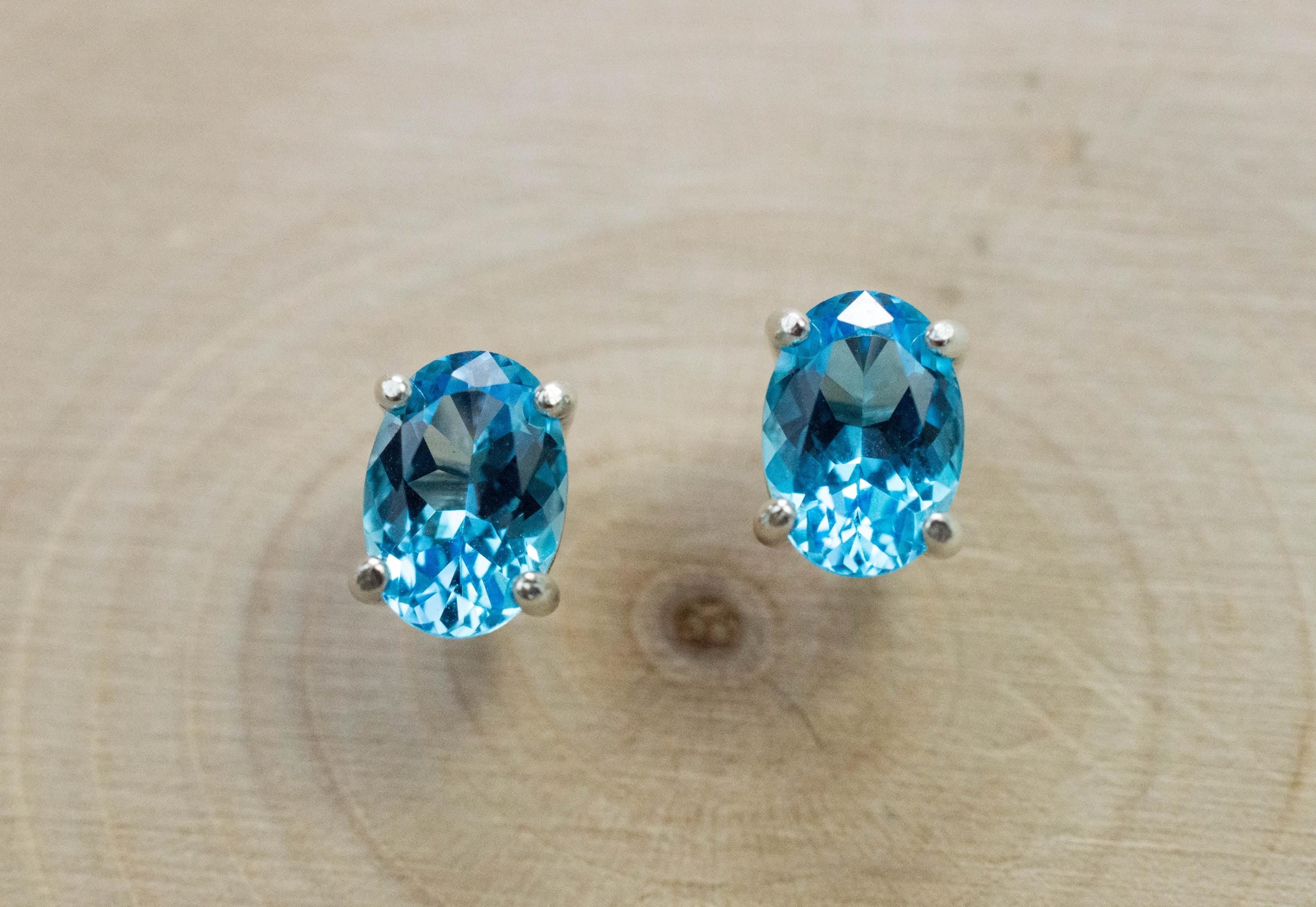 Blue Topaz Earrings; Natural Brazil Topaz; 1.640cts - Mark Oliver Gems