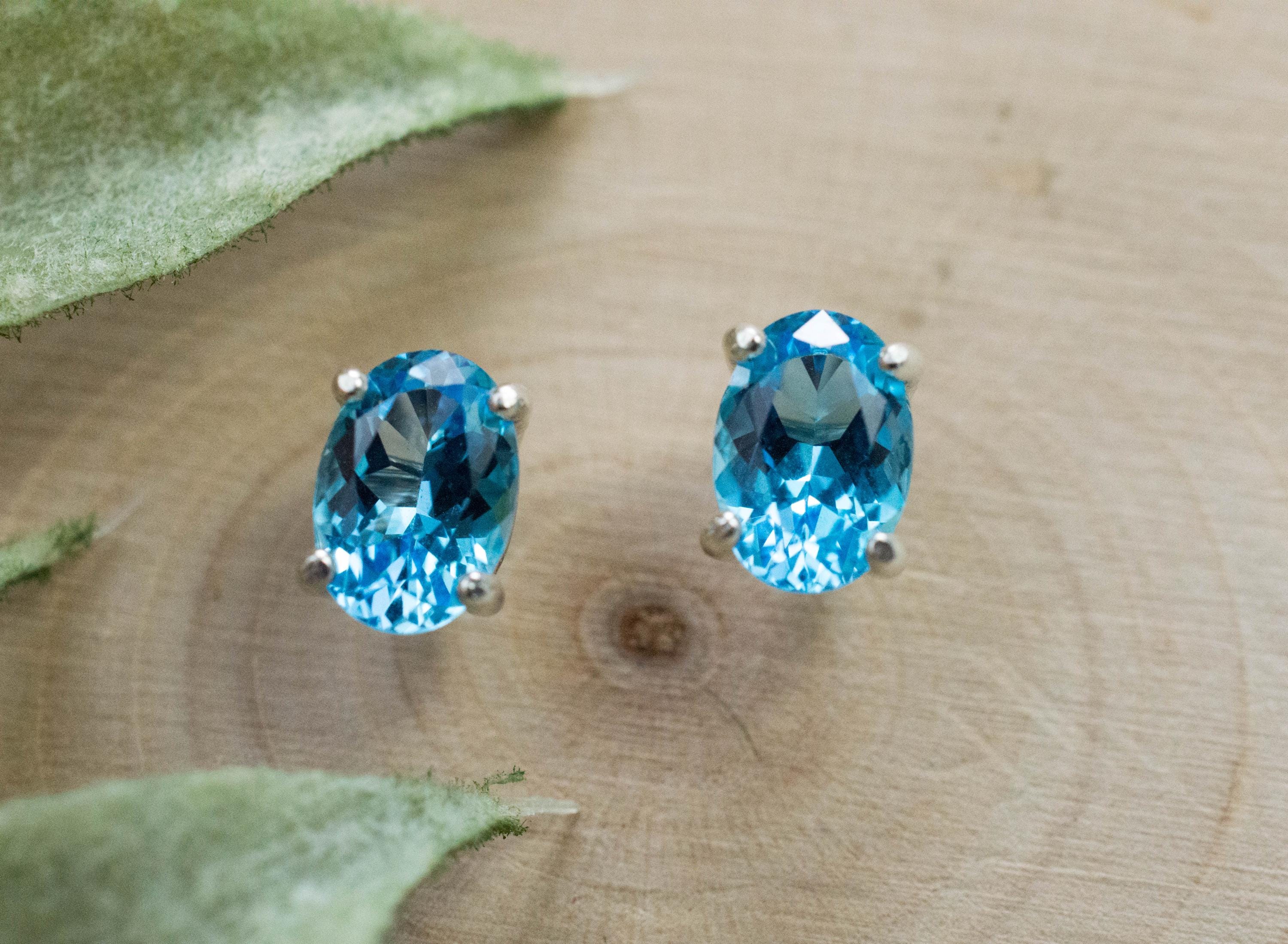 Blue Topaz Earrings; Natural Brazil Topaz; 1.640cts - Mark Oliver Gems