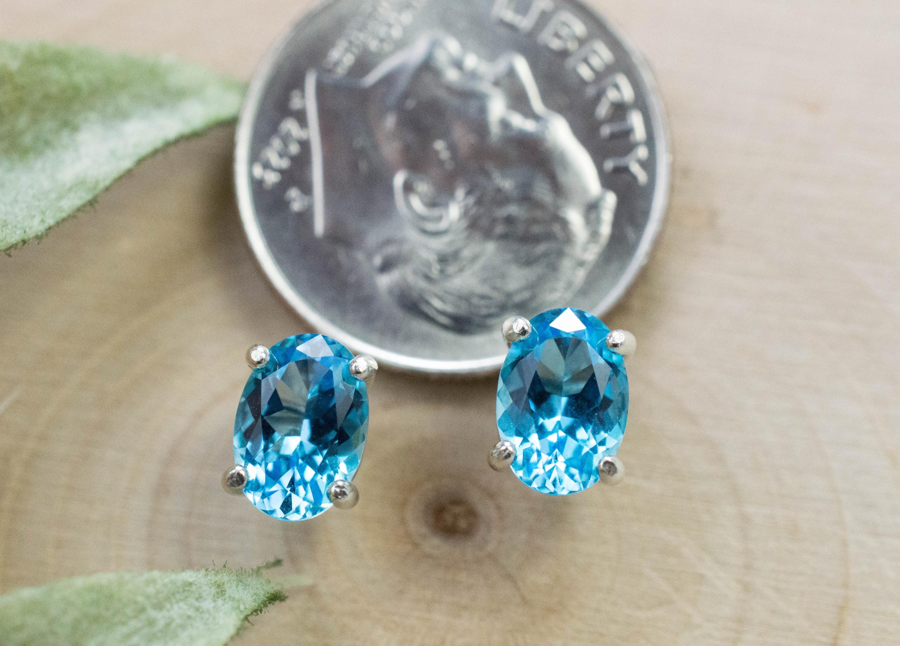Blue Topaz Earrings; Natural Brazil Topaz; 1.640cts - Mark Oliver Gems