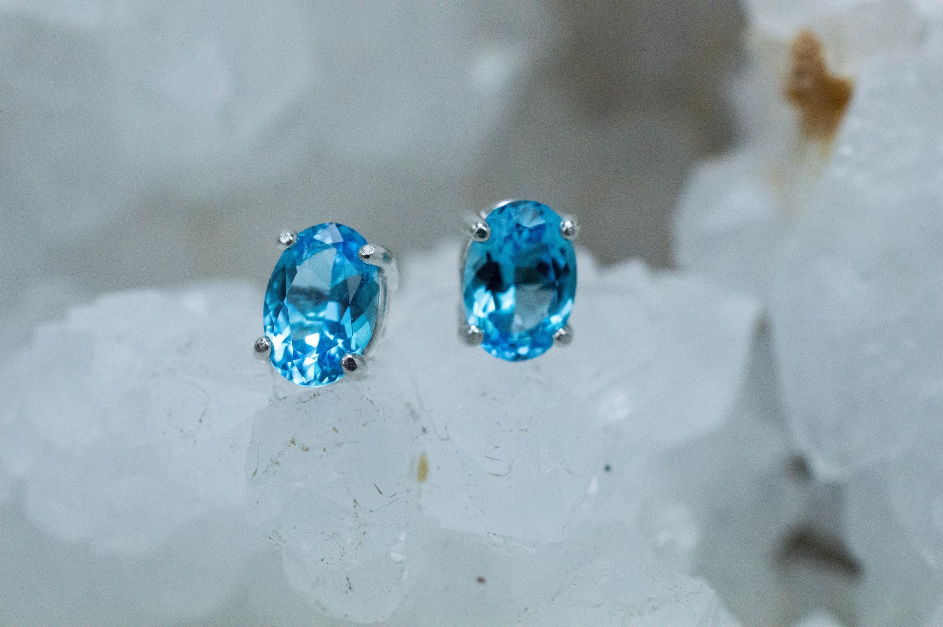 Blue Topaz Earrings; Natural Brazil Topaz; 1.640cts - Mark Oliver Gems