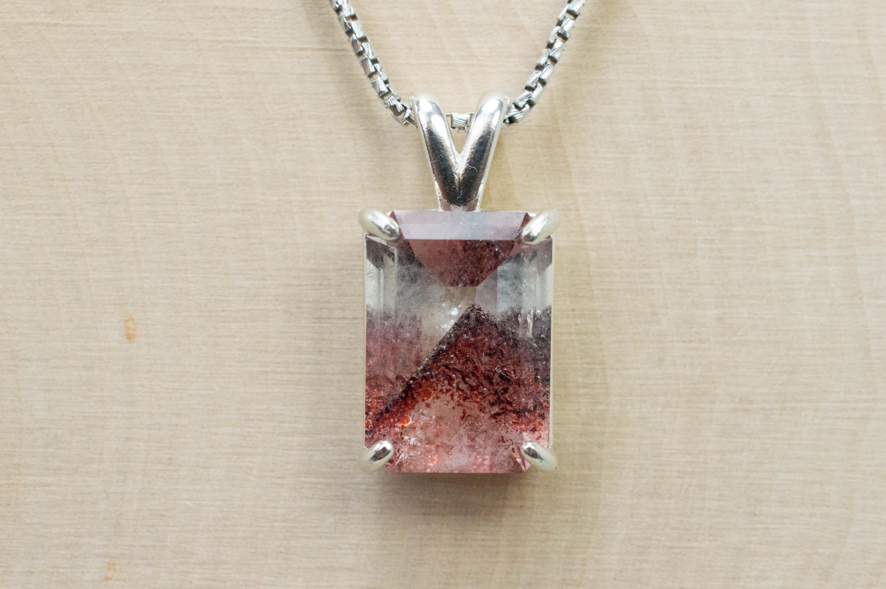 Hematite Quartz Pendant; Natural Untreated Tanzania Fire and Ice Quartz; 8.460cts - Mark Oliver Gems