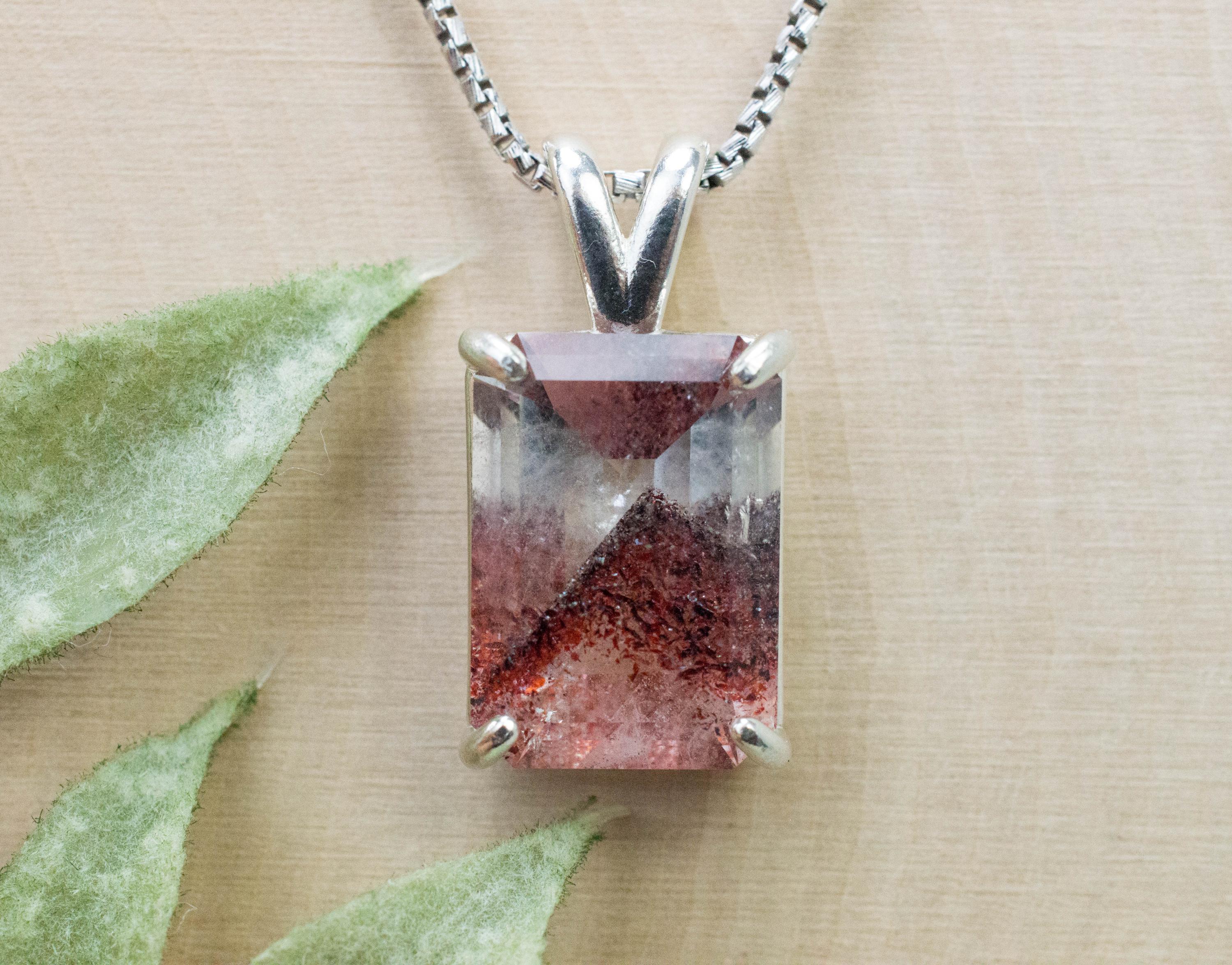 Hematite Quartz Pendant; Natural Untreated Tanzania Fire and Ice Quartz; 8.460cts - Mark Oliver Gems