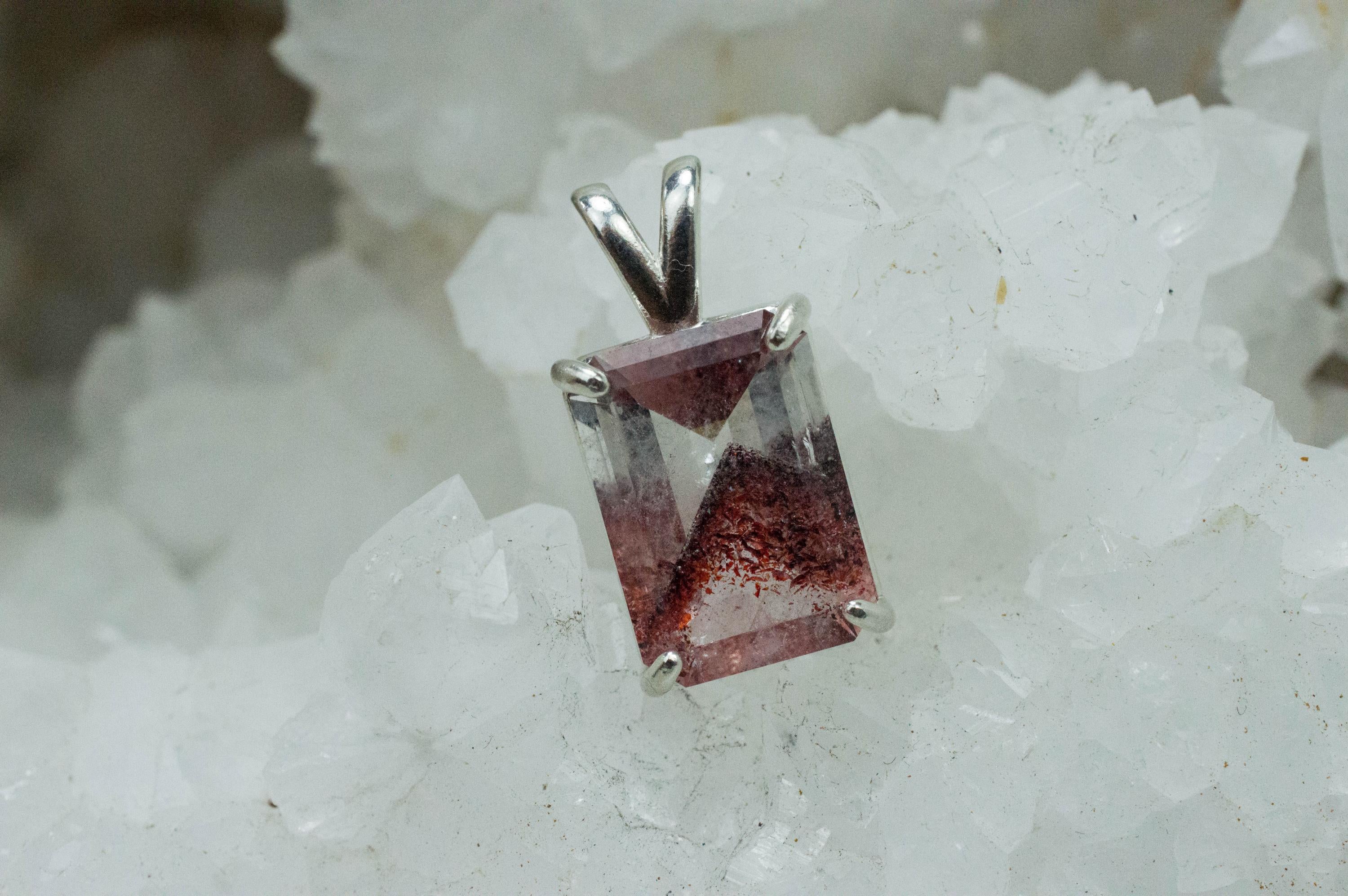 Hematite Quartz Pendant; Natural Untreated Tanzania Fire and Ice Quartz; 8.460cts - Mark Oliver Gems